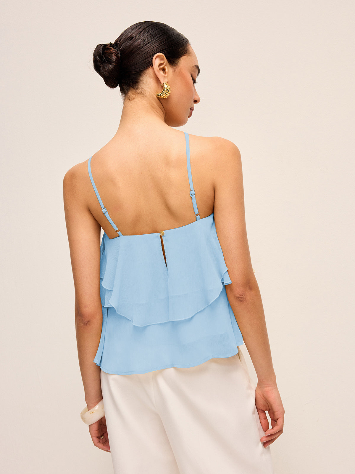 Floral Ruffle Halter Top-Massicos