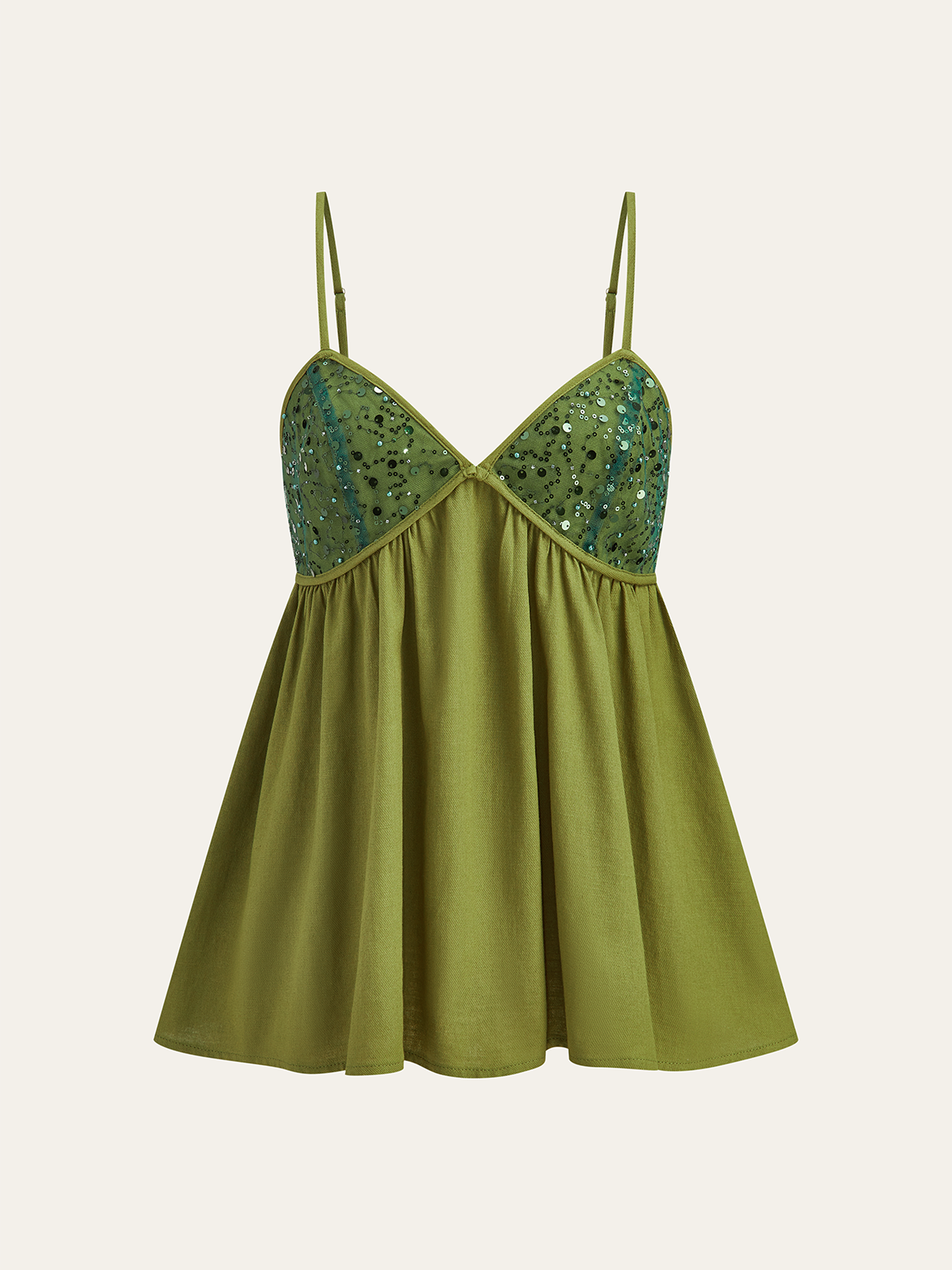 Sequin Cami Top and Elastic Waist Shorts Set-Massicos