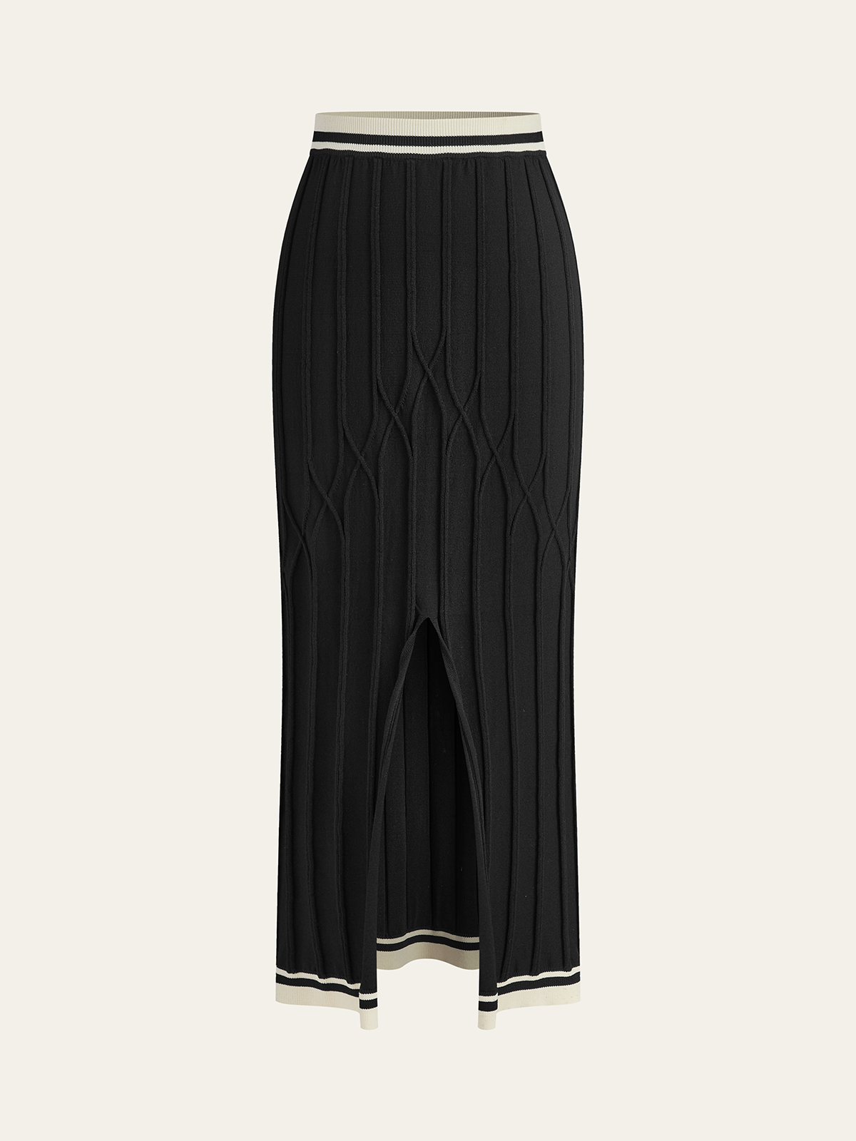 Slit-Front Textured Knit Midi Skirt-Massicos