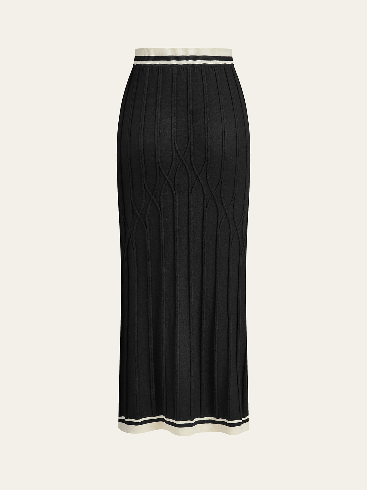 Slit-Front Textured Knit Midi Skirt-Massicos