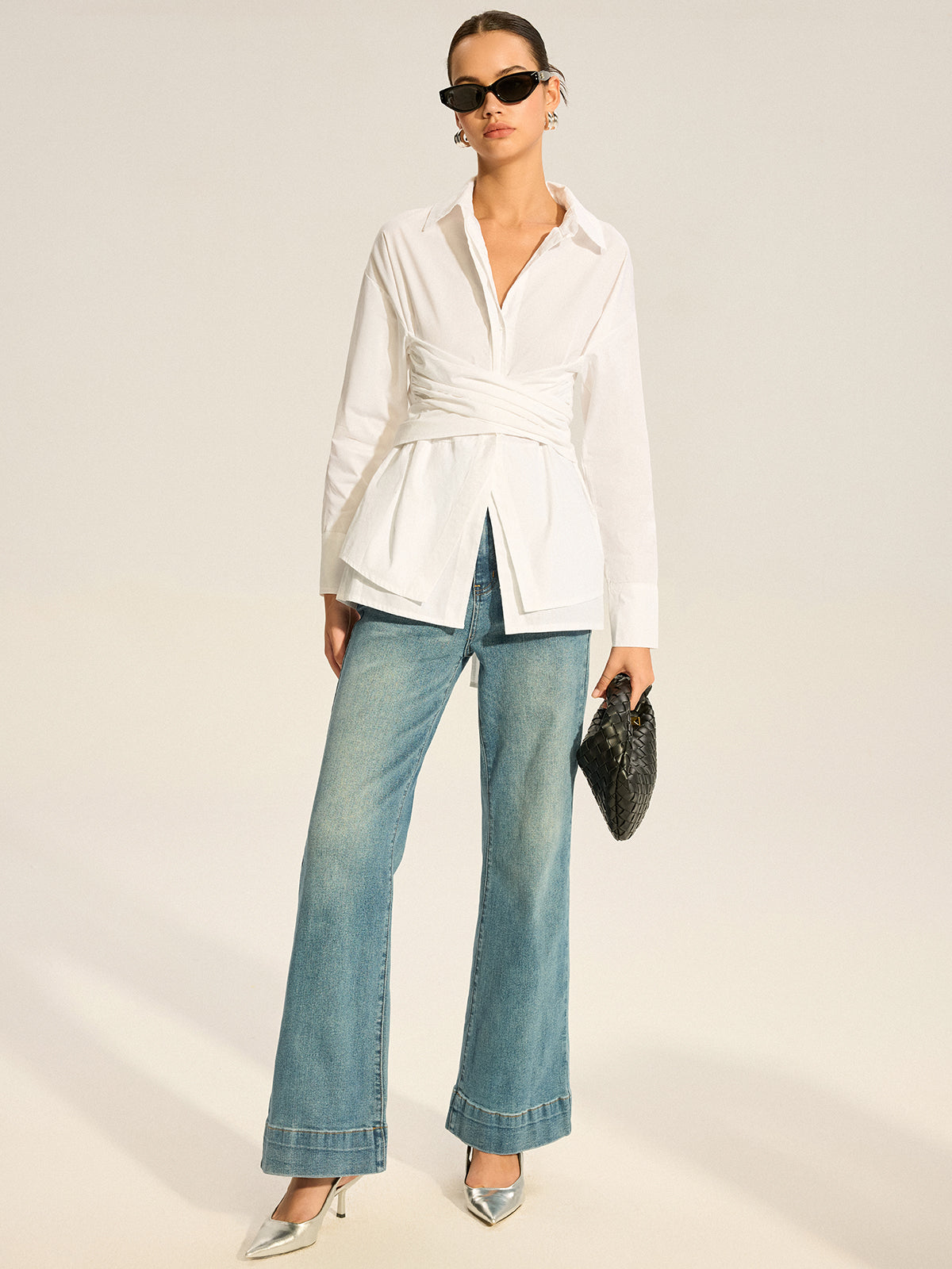 Back Bow Long-Sleeve Shirt-Massicos