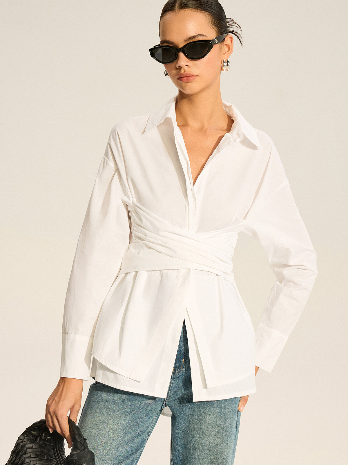 Back Bow Long-Sleeve Shirt-Massicos