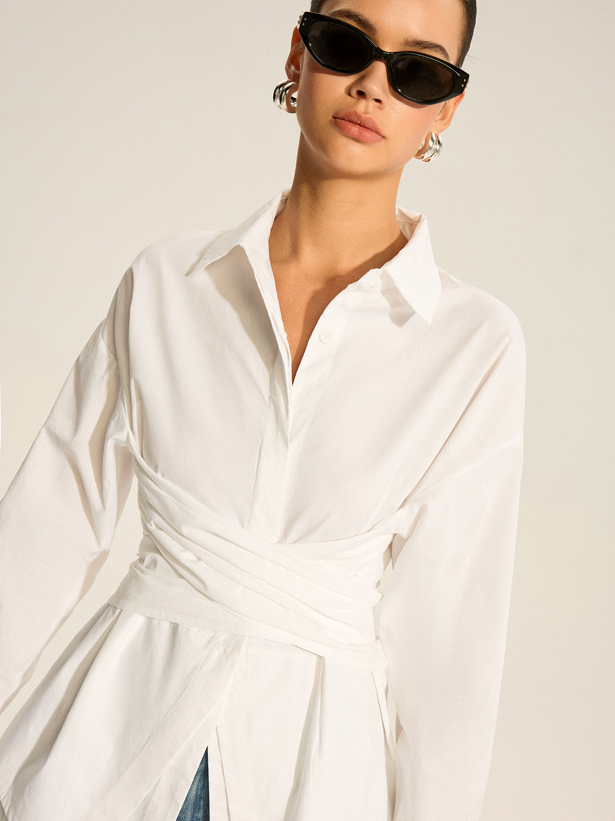 Back Bow Long-Sleeve Shirt-Massicos