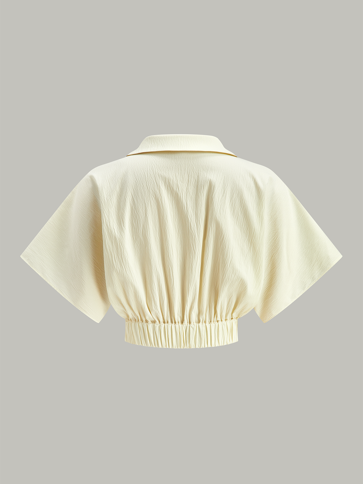 Ruched Short Sleeve Collared Top-Massicos