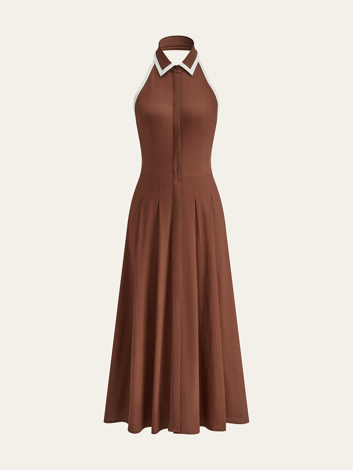 Pleated Dress with Trimed Collar-Massicos