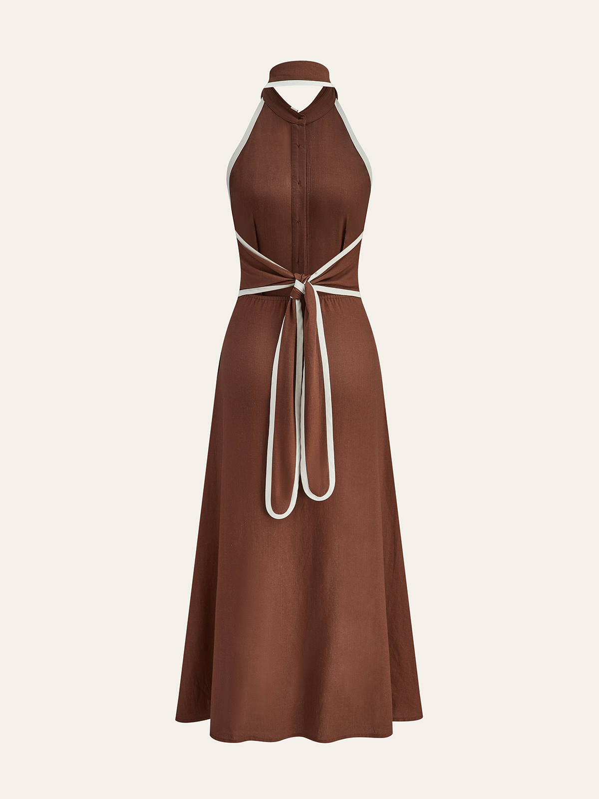 Pleated Dress with Trimed Collar-Massicos