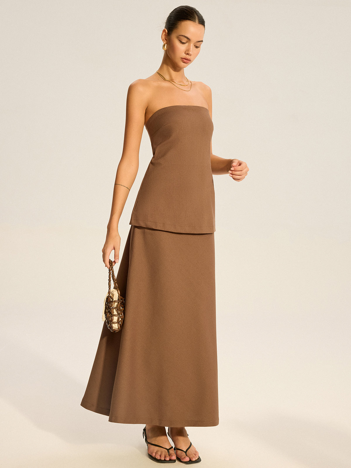 Strapless Layered Maxi Dress-Massicos