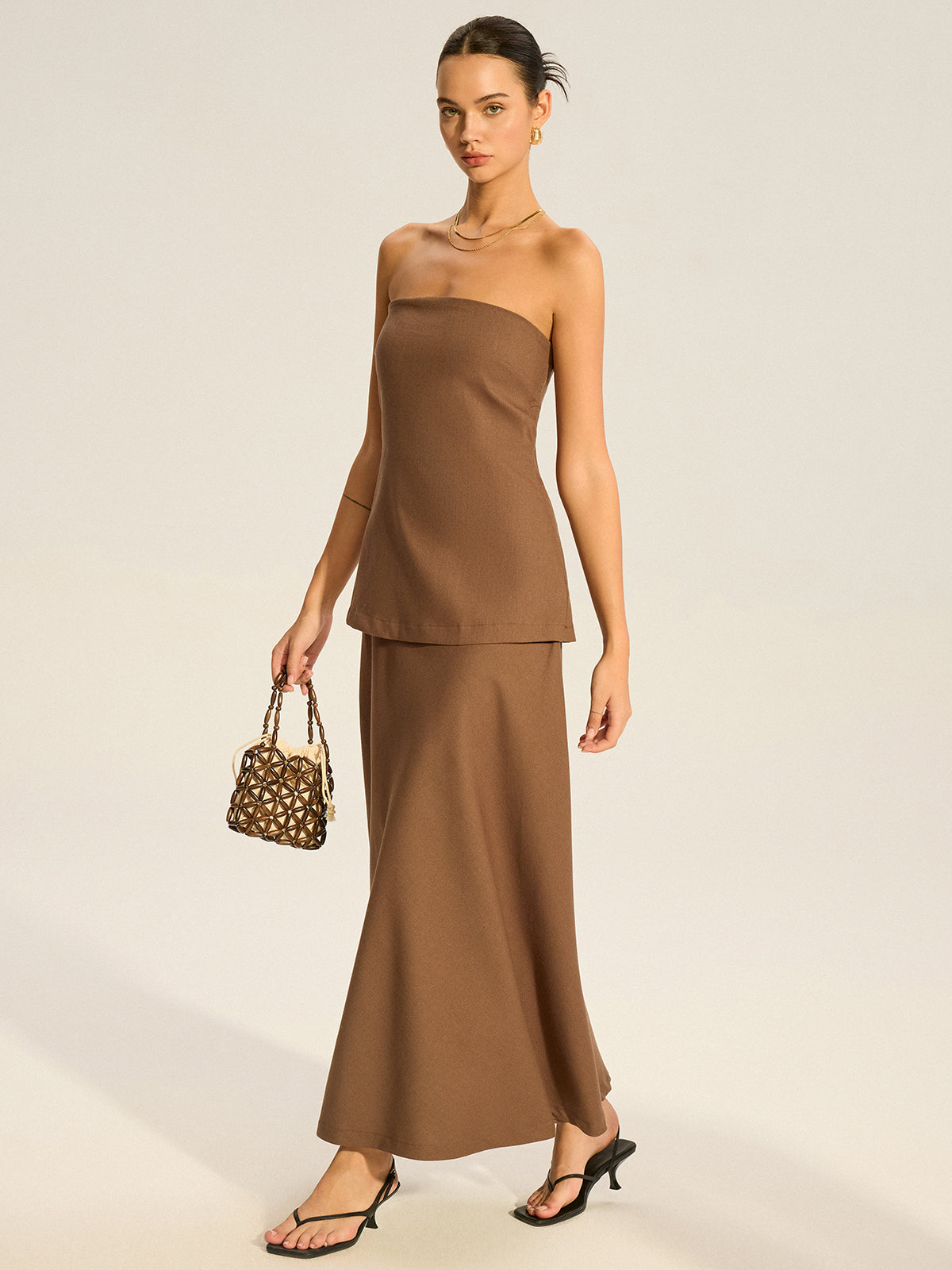 Strapless Layered Maxi Dress-Massicos