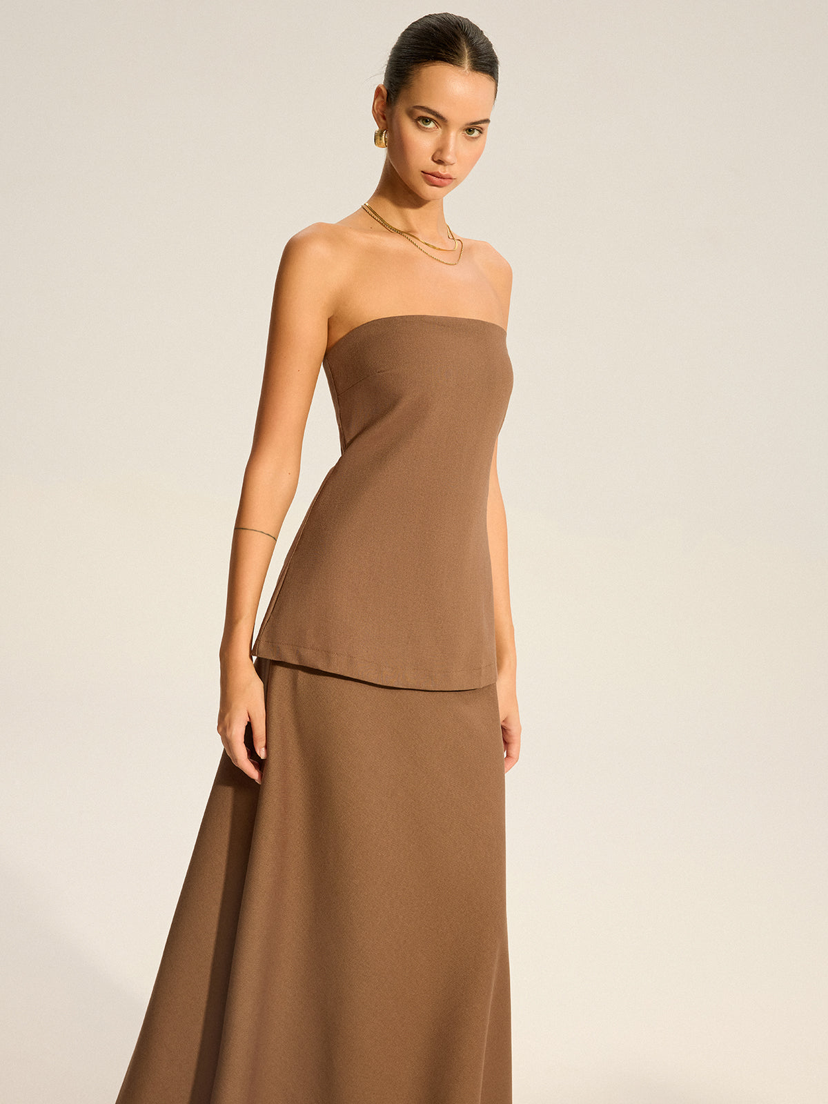 Strapless Layered Maxi Dress-Massicos