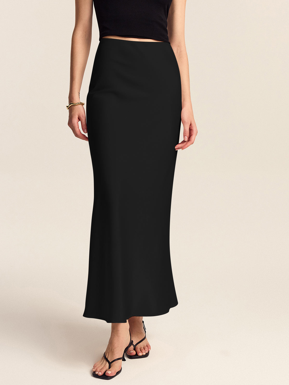Satin Mermaid Midi Skirt-Massicos