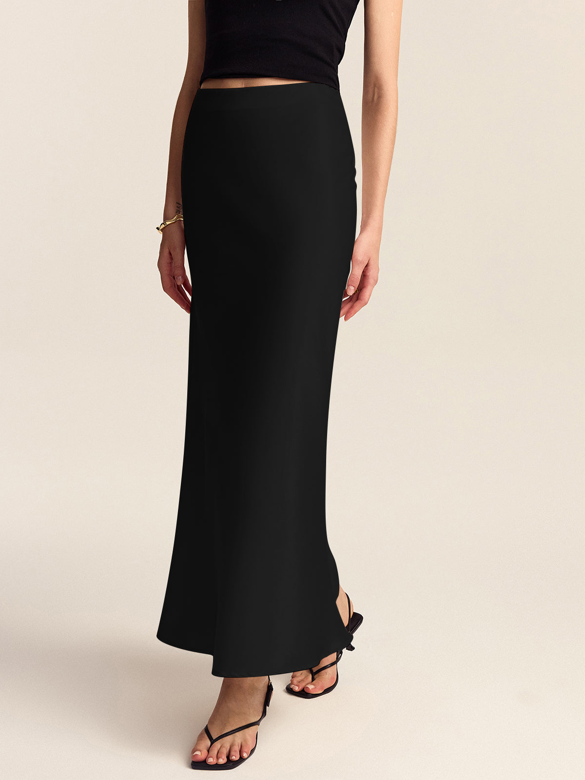Satin Mermaid Midi Skirt-Massicos