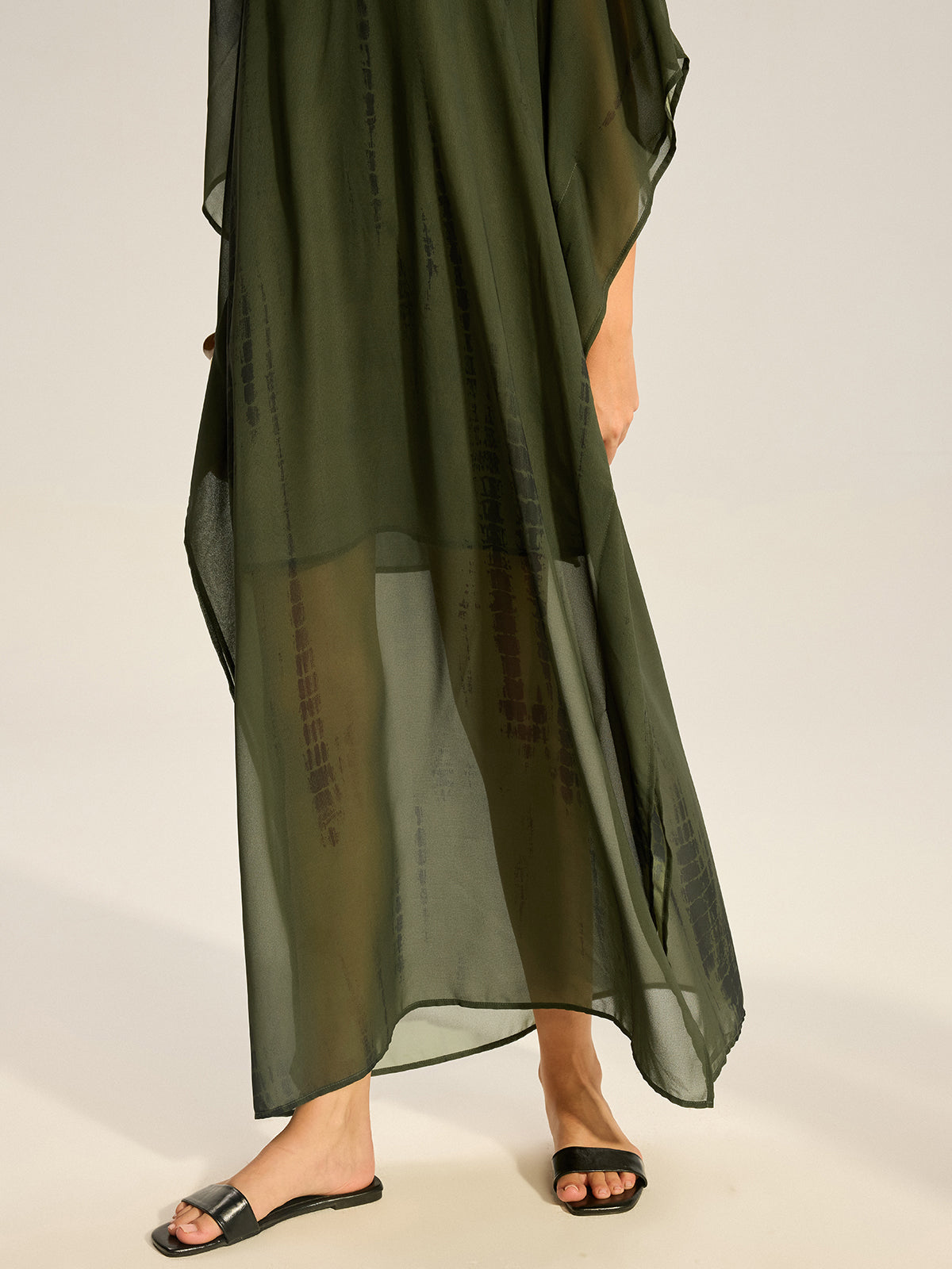 Sheer Chiffon V-Neck Maxi Dress-Massicos