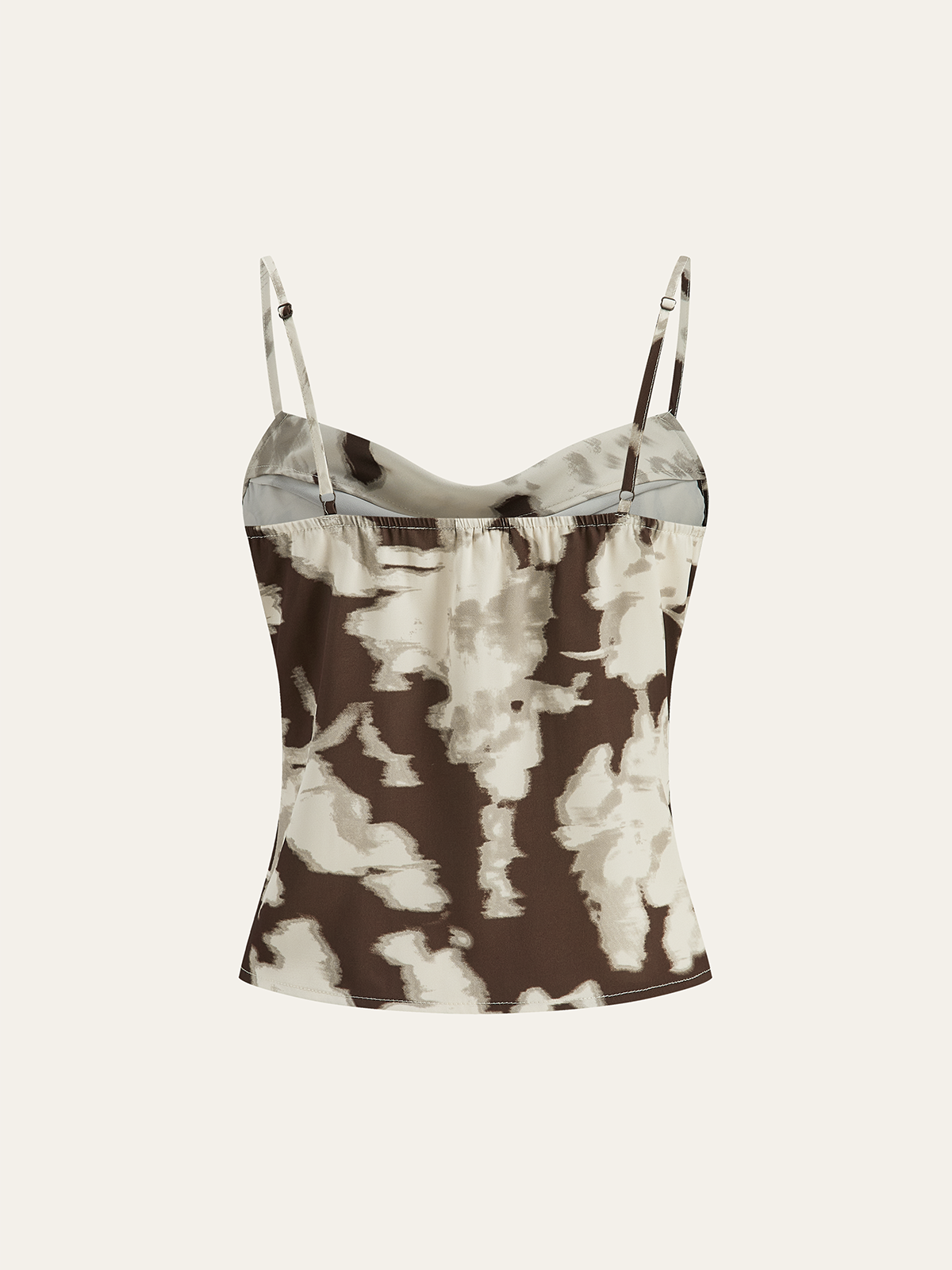 Satin Abstract Print Cowl Neck Cami Top-Massicos