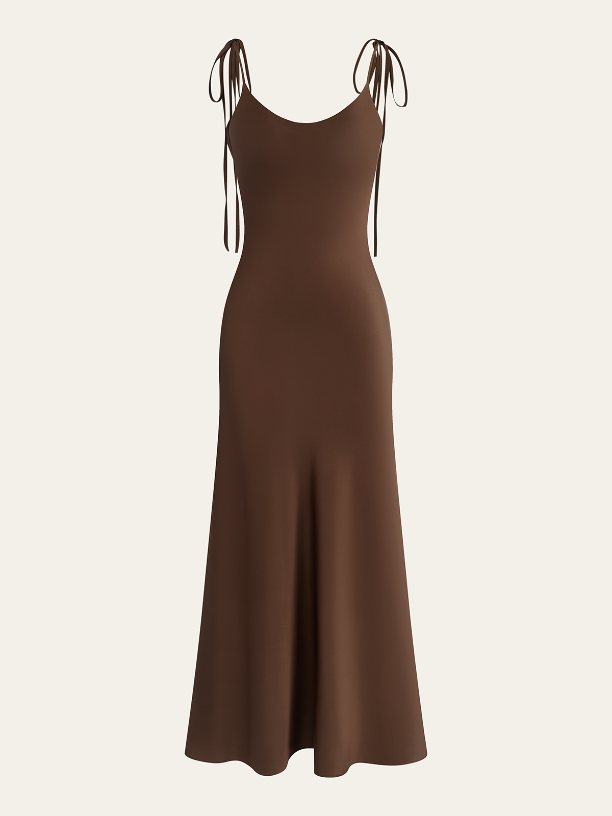 Satin Strappy Maxi Dress with Bow-Tied Back-Massicos