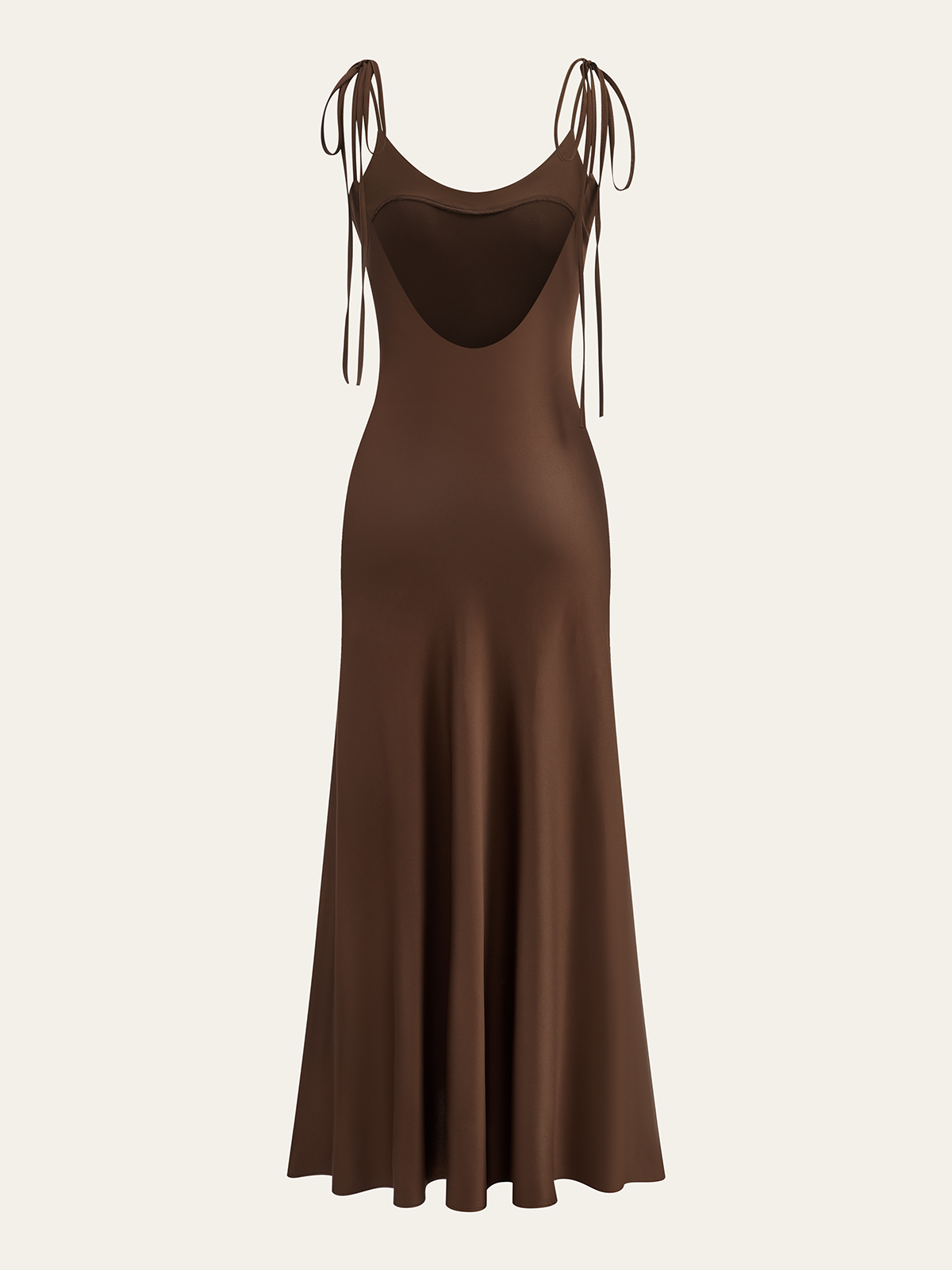 Satin Strappy Maxi Dress with Bow-Tied Back-Massicos