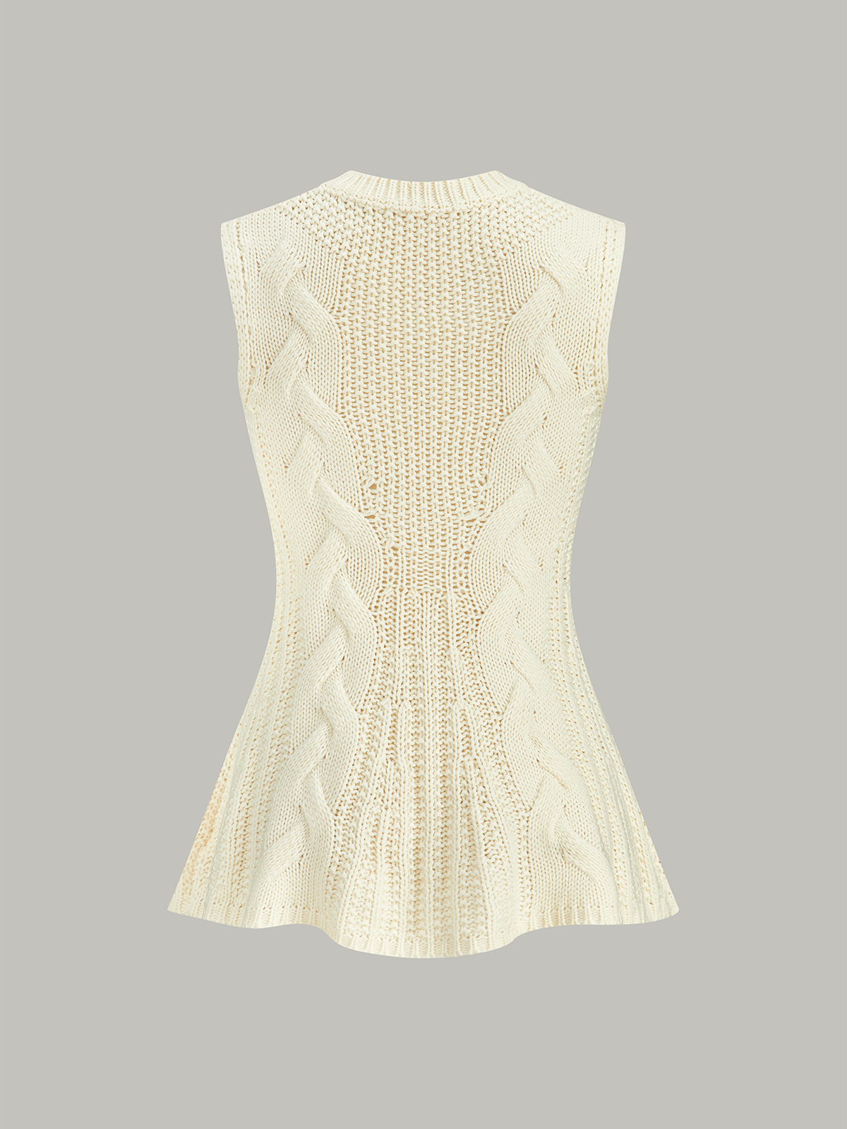 Cable Knit Sleeveless Peplum Top-Massicos