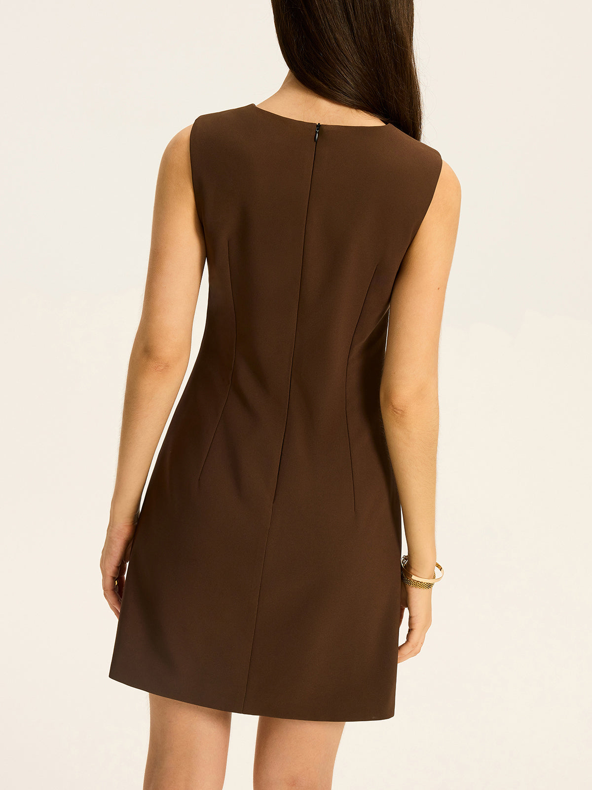 Zip-Front Neckline Mini Dress-Massicos