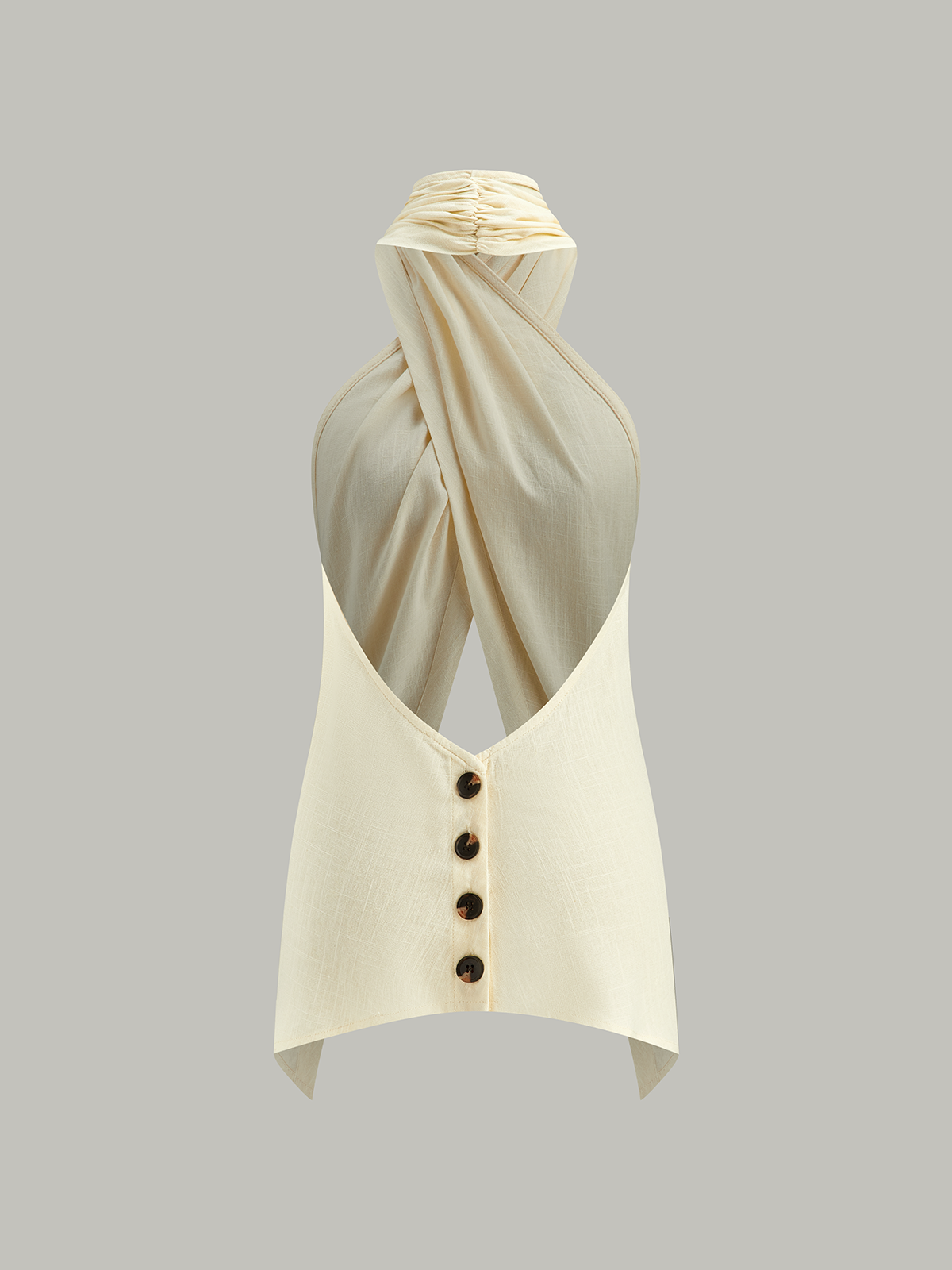 Semi-Sheer Cross-Halter Neck Wrap Top-Massicos