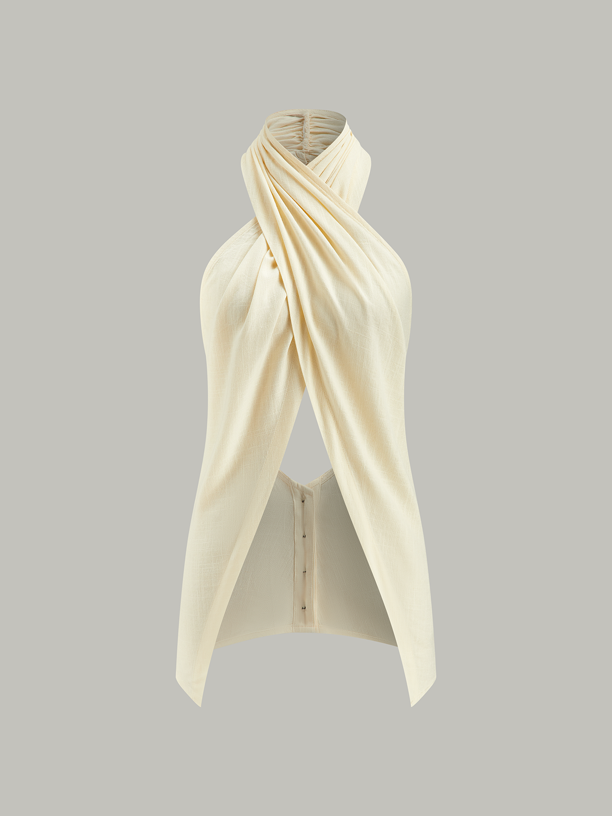 Semi-Sheer Cross-Halter Neck Wrap Top-Massicos