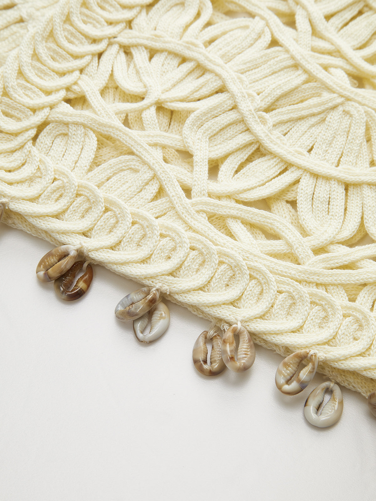 Shell Embellished Crochet Vest-Massicos