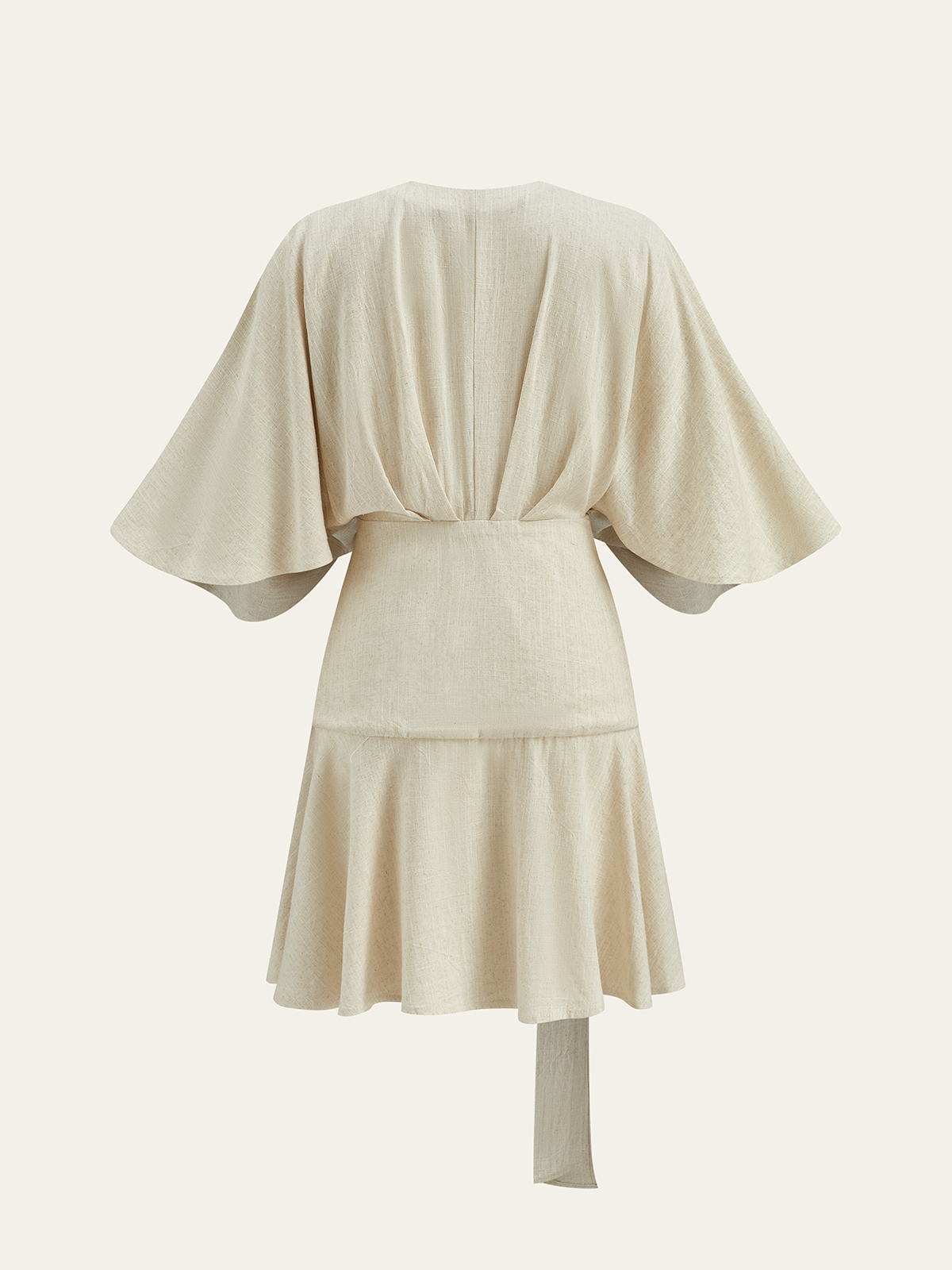 Cotton & Linen Kimono Sleeve Wrap Dress-Massicos