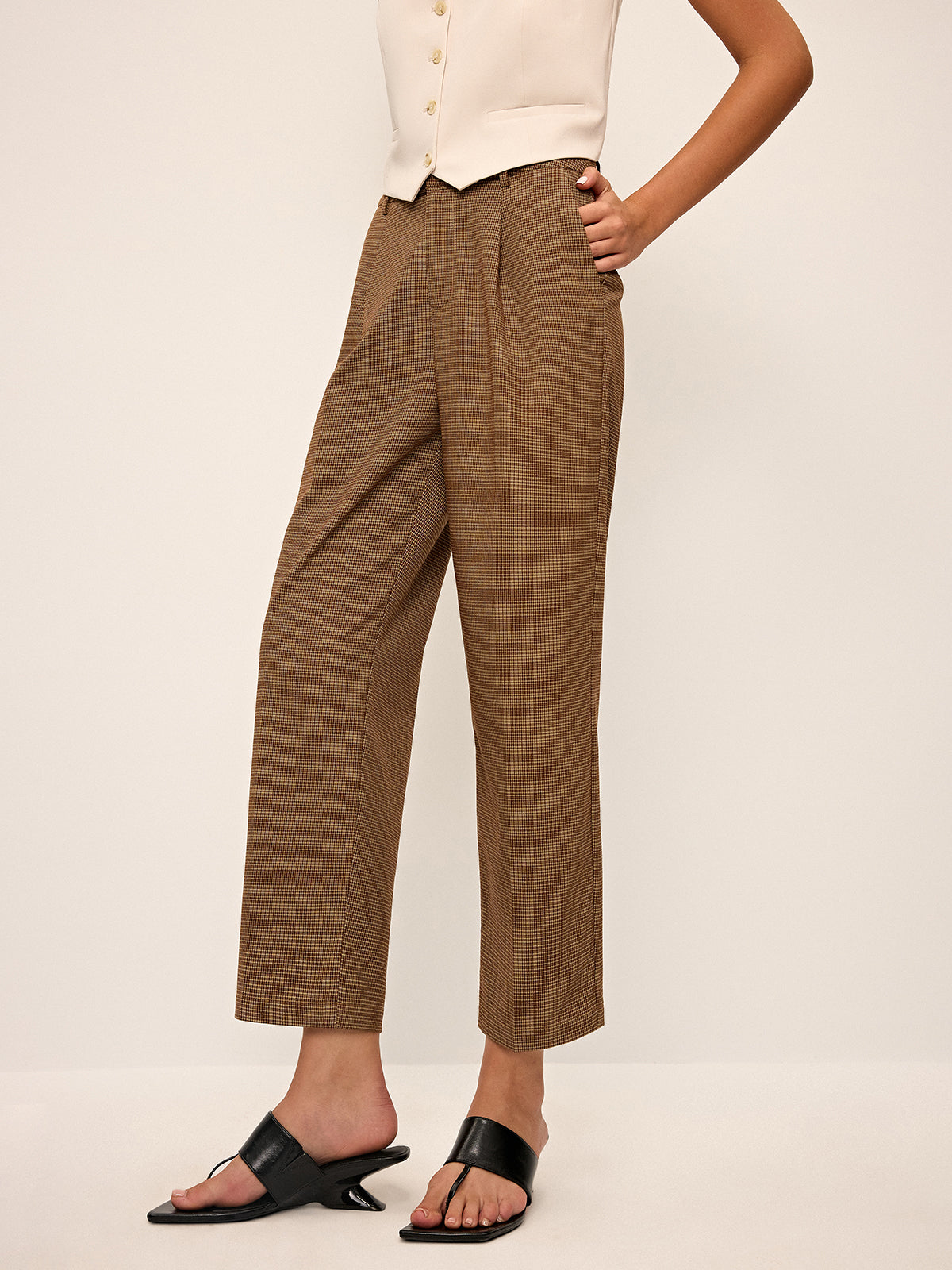 Houndstooth Cropped Pants-Massicos