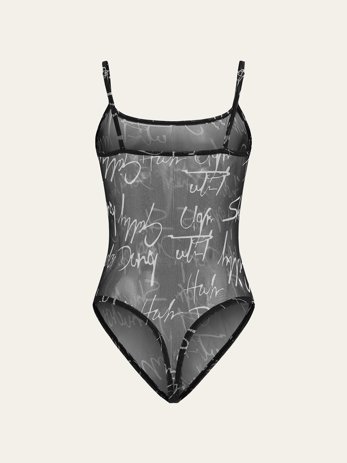 Sheer Meltaway Tank Top Scripted Bodysuit-Massicos