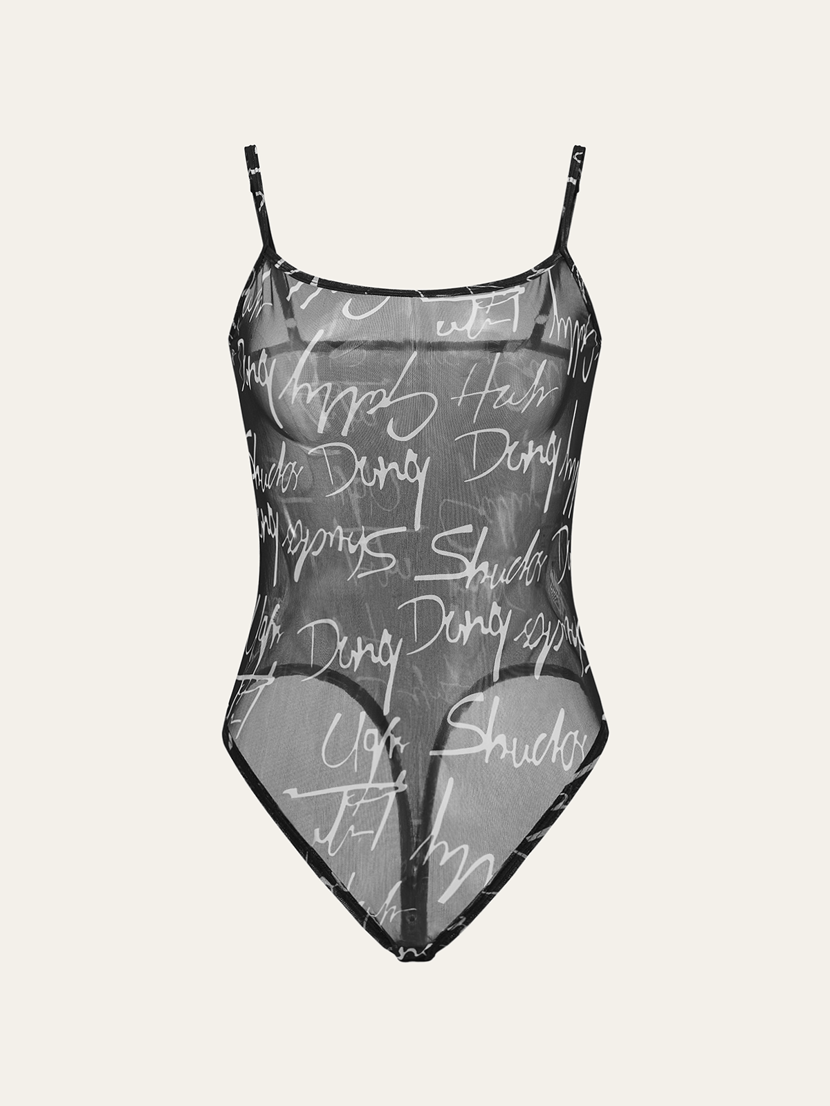 Sheer Meltaway Tank Top Scripted Bodysuit-Massicos