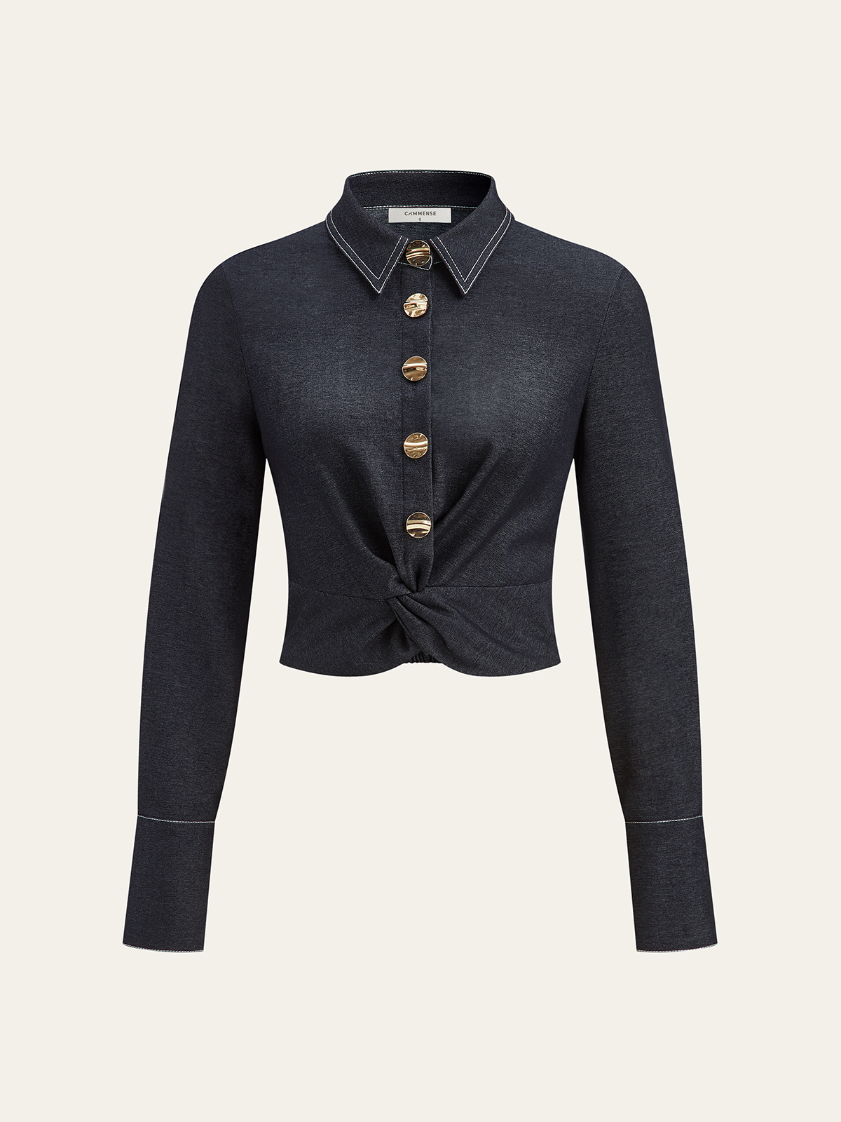 Metal Button Twist Shirt-Massicos