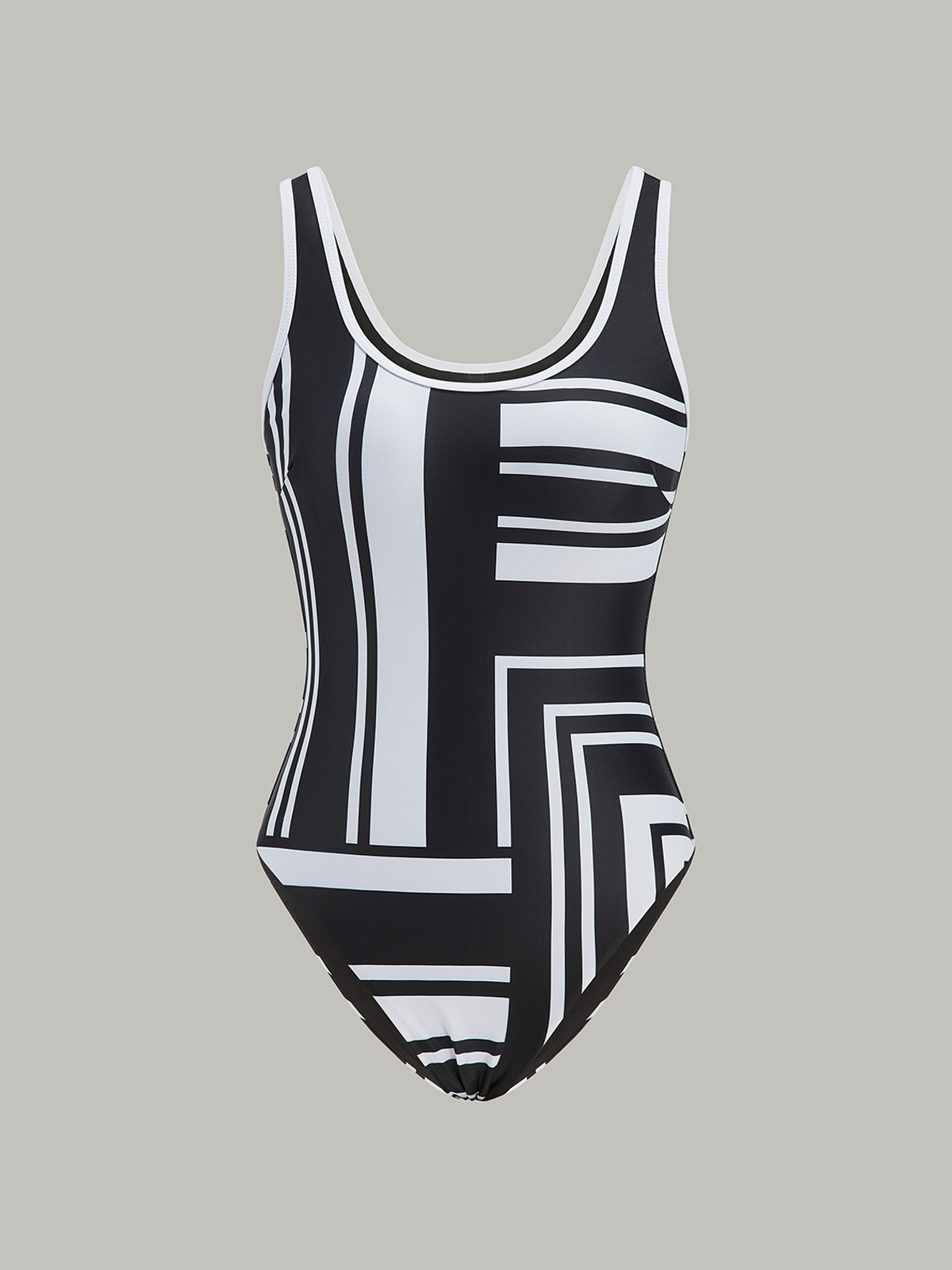 Geometric Print One-Piece Swimsuit-Massicos
