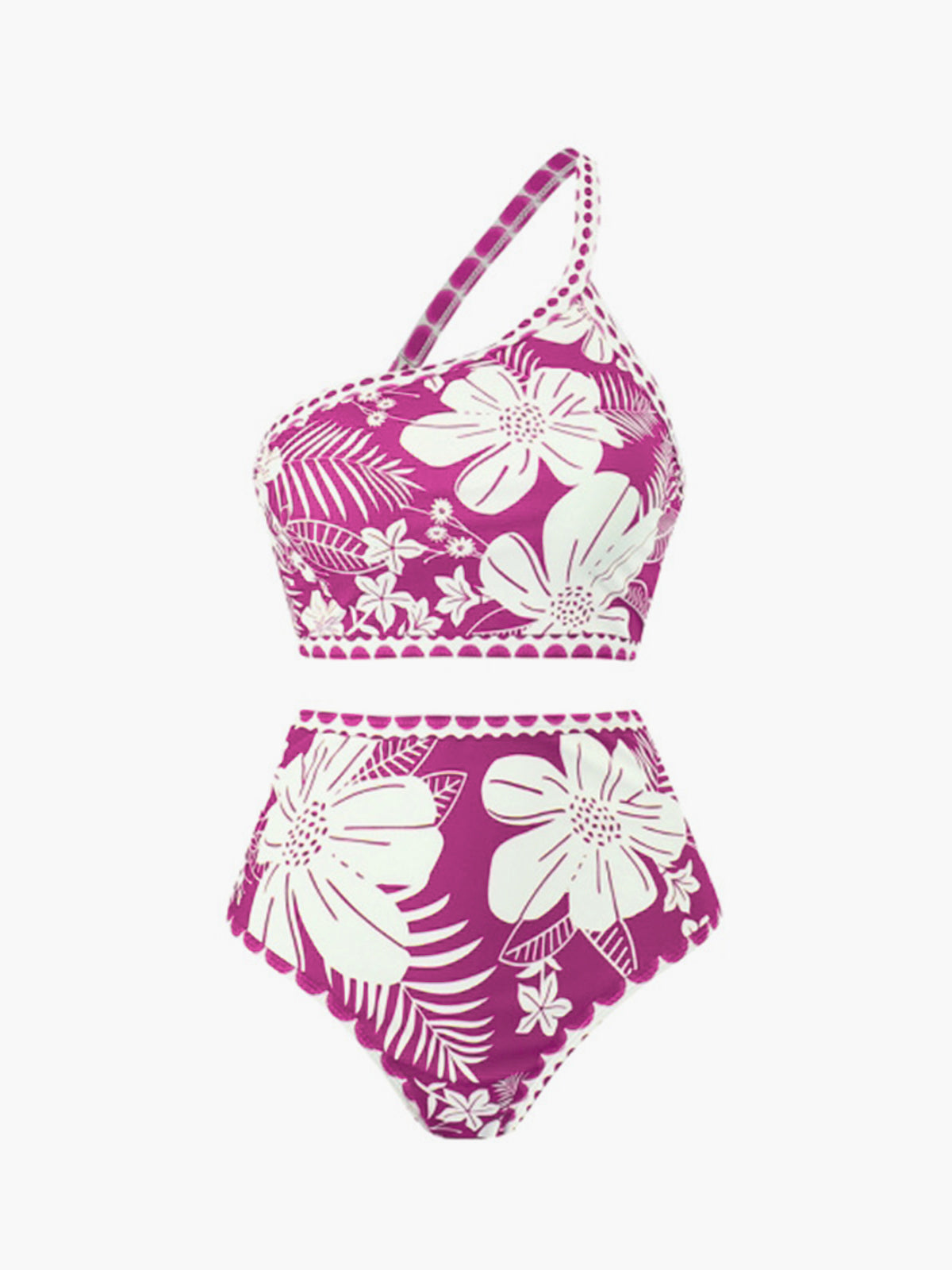 One Shoulder Floral Bikini Set-Massicos