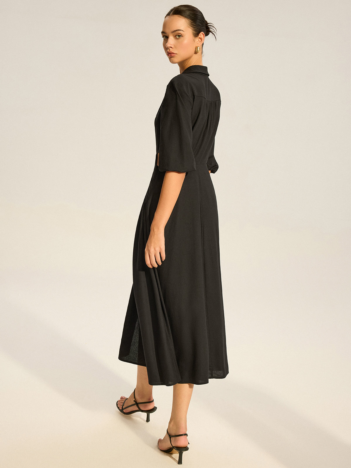 Twist Cut-Out Button Shirt Dress-Massicos