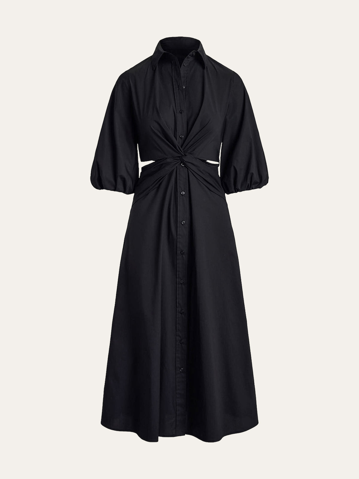 Twist Cut-Out Button Shirt Dress-Massicos