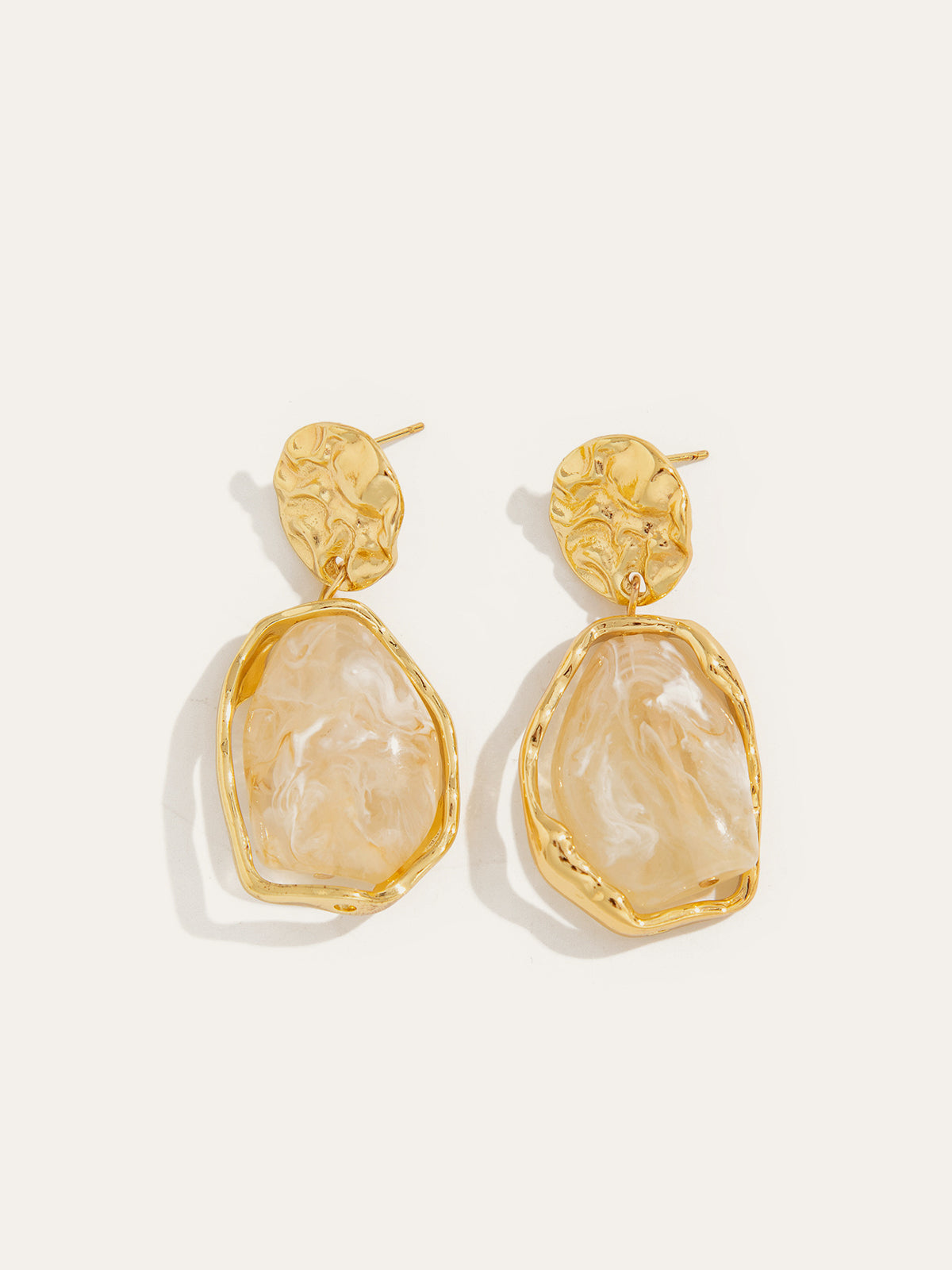 Golden Irregular Stone Earrings-Massicos