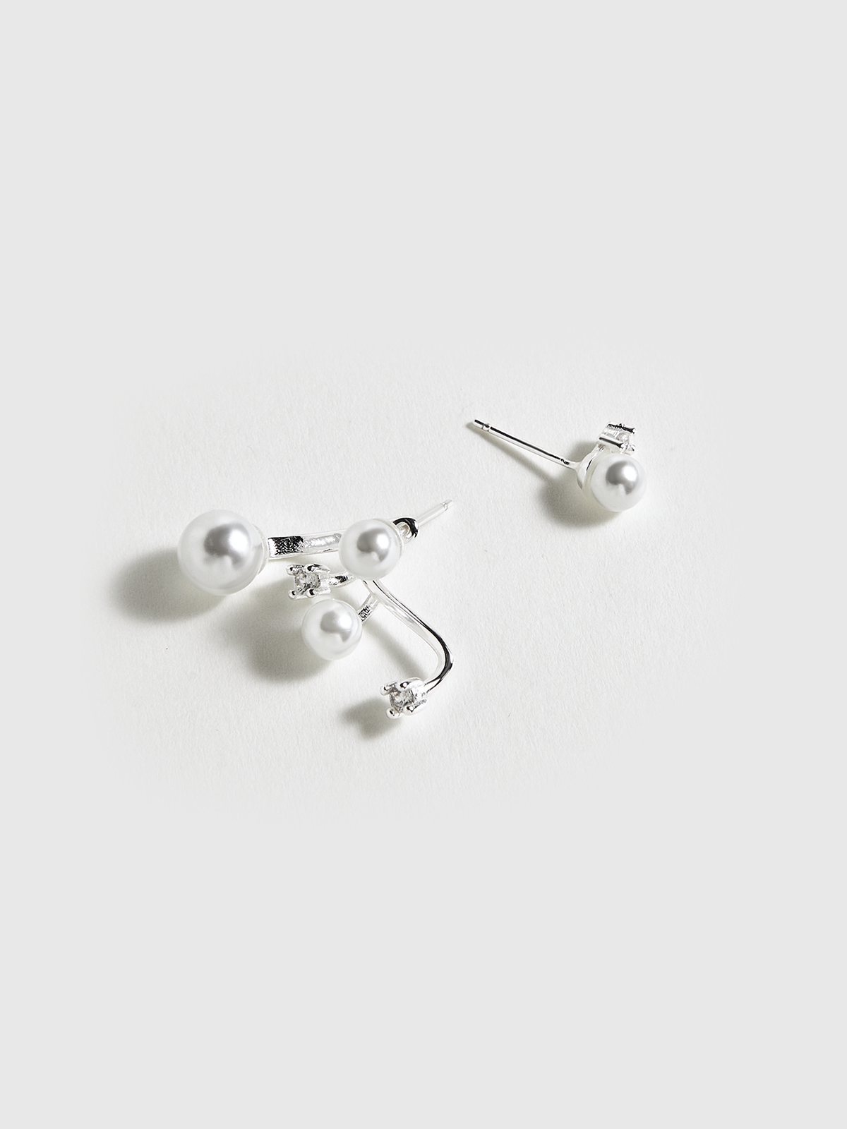 Asymmetric Pearl & Rhinestone Earrings-Massicos