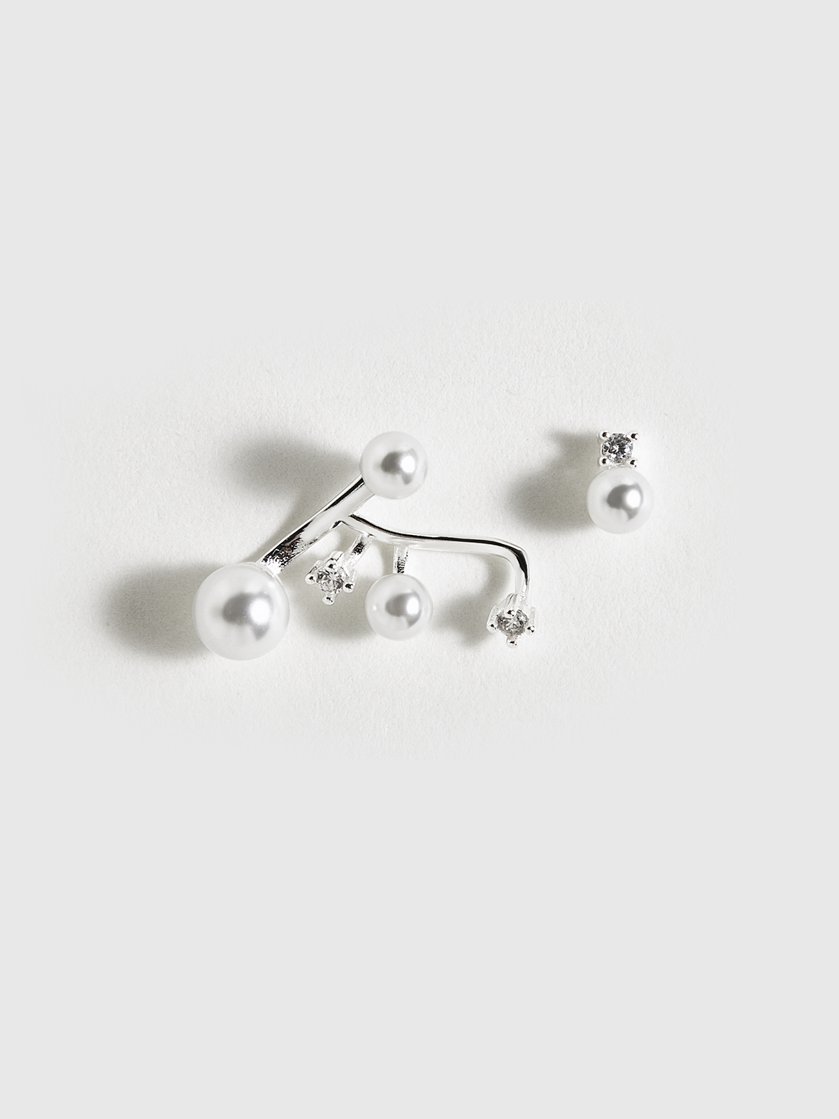 Asymmetric Pearl & Rhinestone Earrings-Massicos