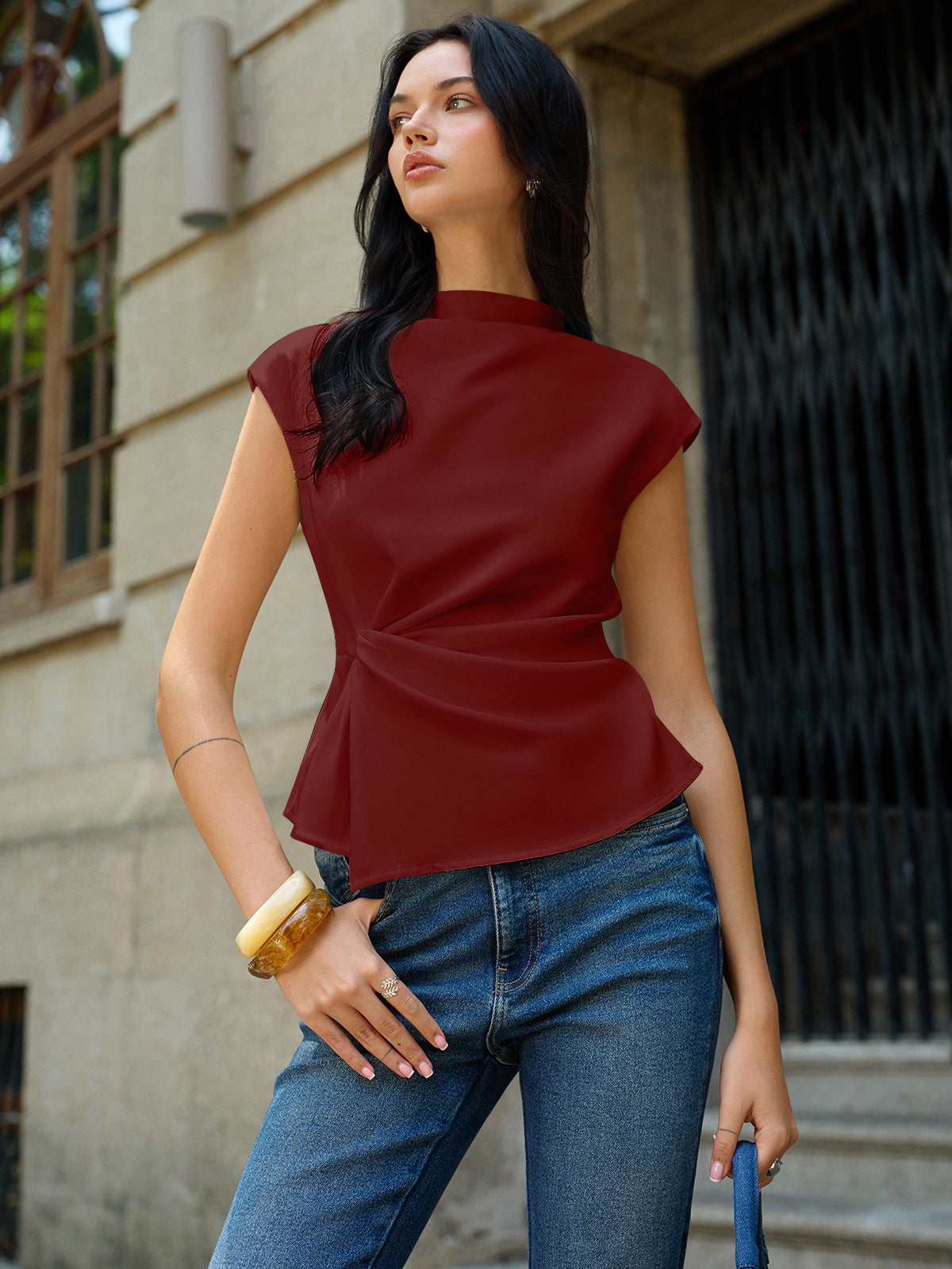 Sleeveless Ruched Top-Massicos