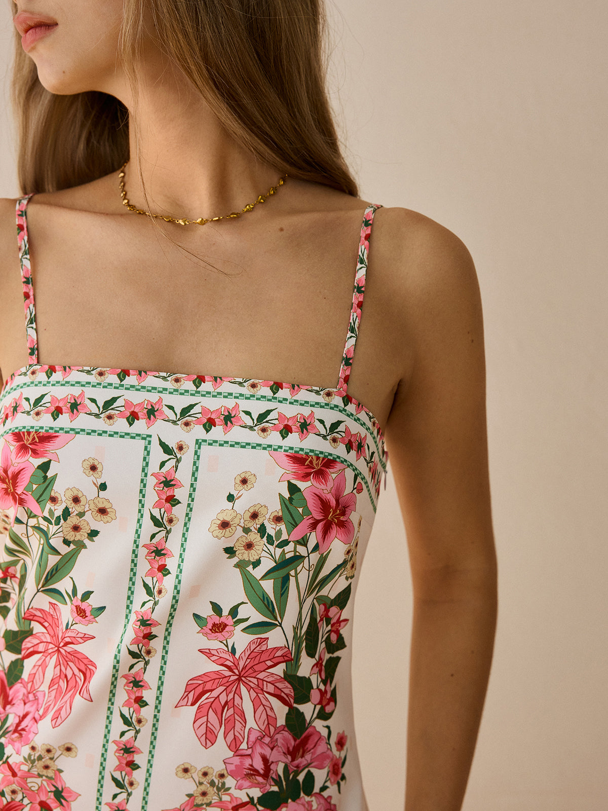 Floral Print Spaghetti Strap Mini Dress-Massicos