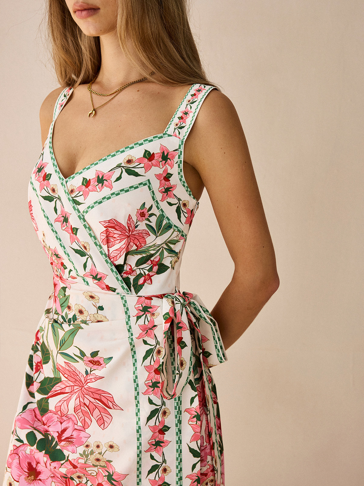Floral Print Wrap Mini Dress-Massicos