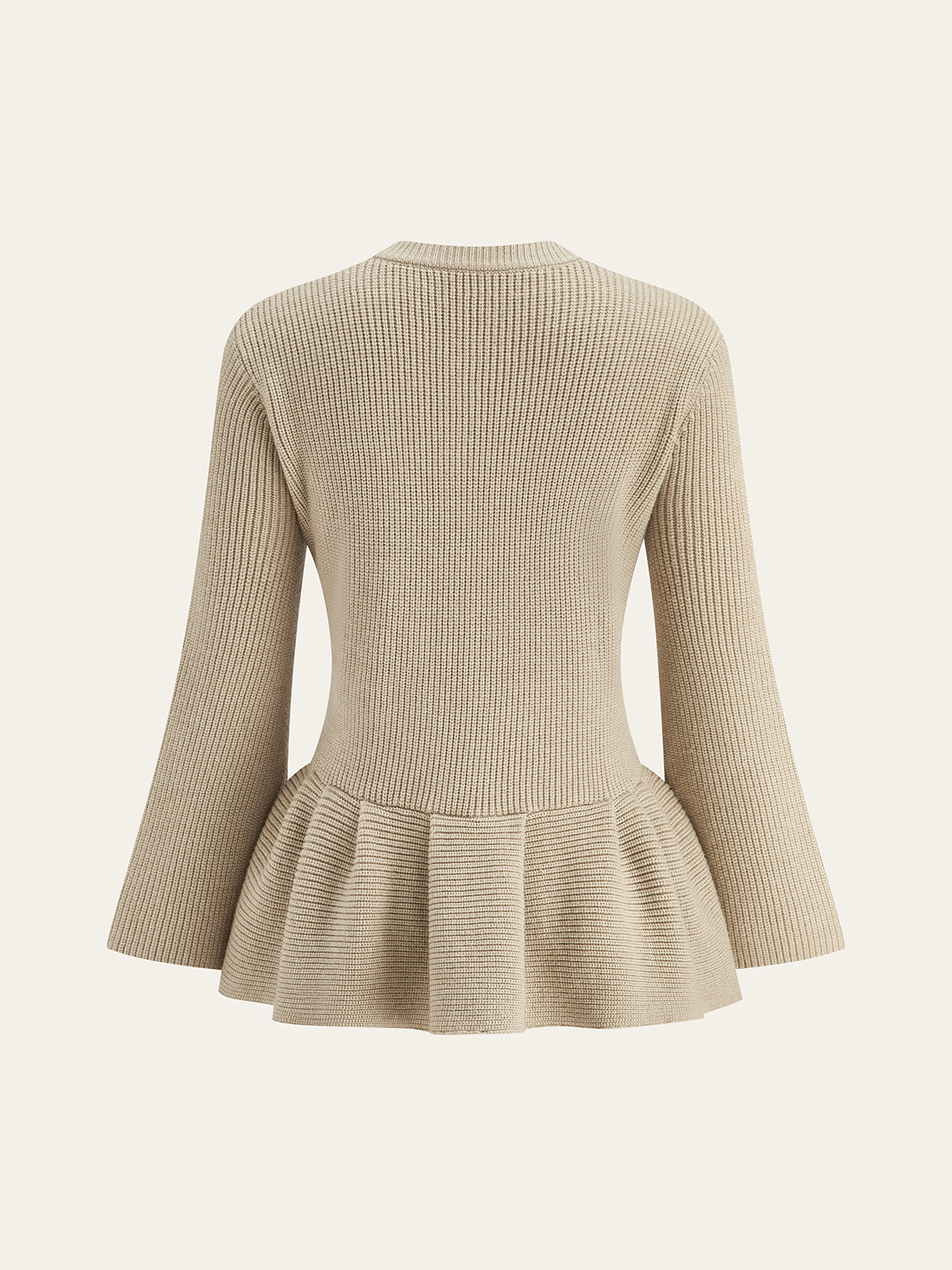 Wool-Blend Peplum Hem Cardigan-Massicos