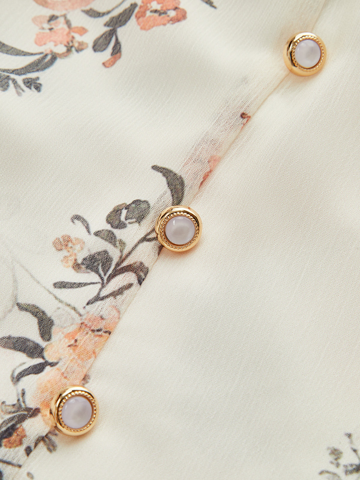 Semi-Sheer Floral Print Chiffon Tiered Dress-Massicos