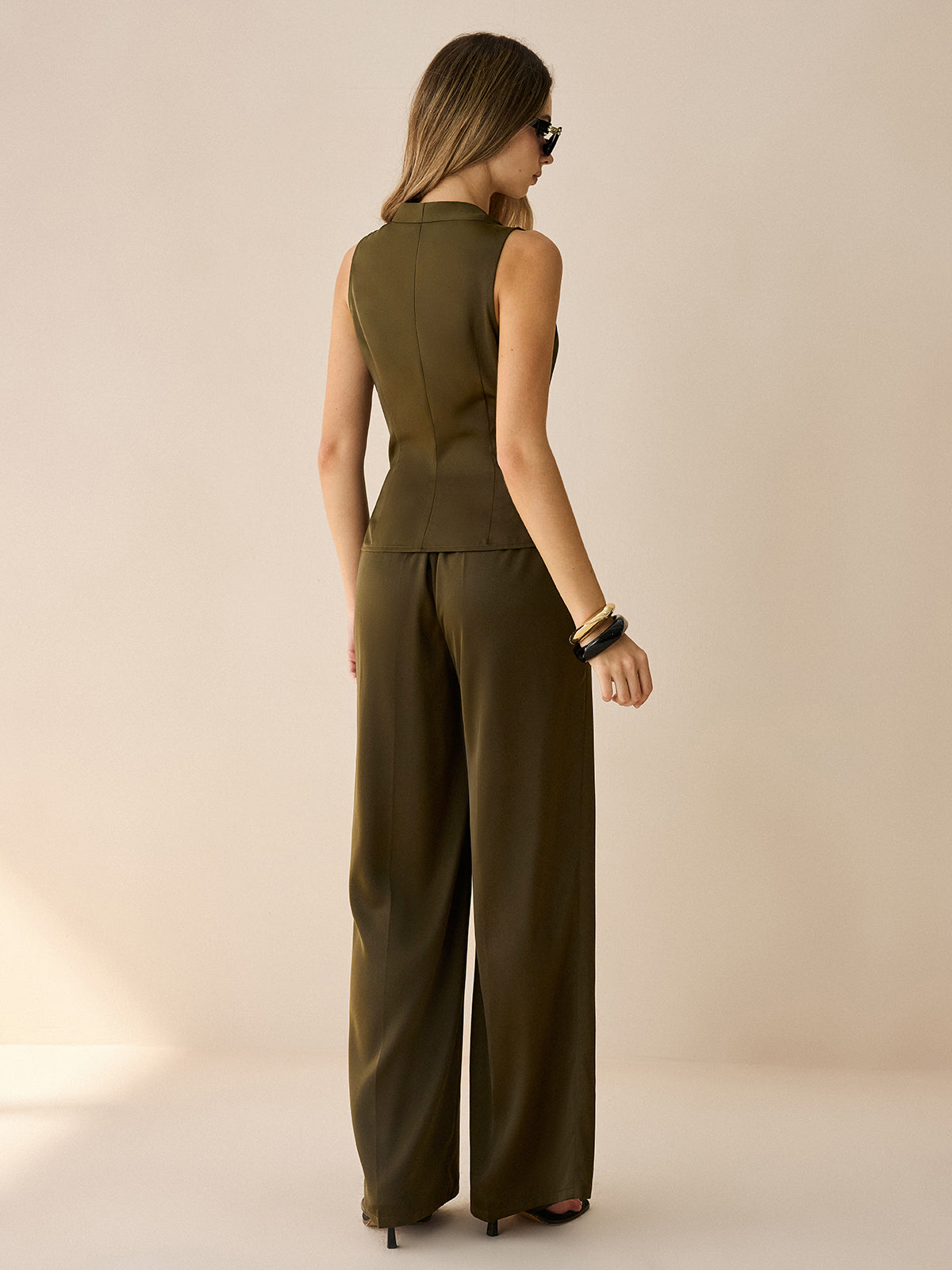 Asymmetric Wrap Top and Pants Set-Massicos