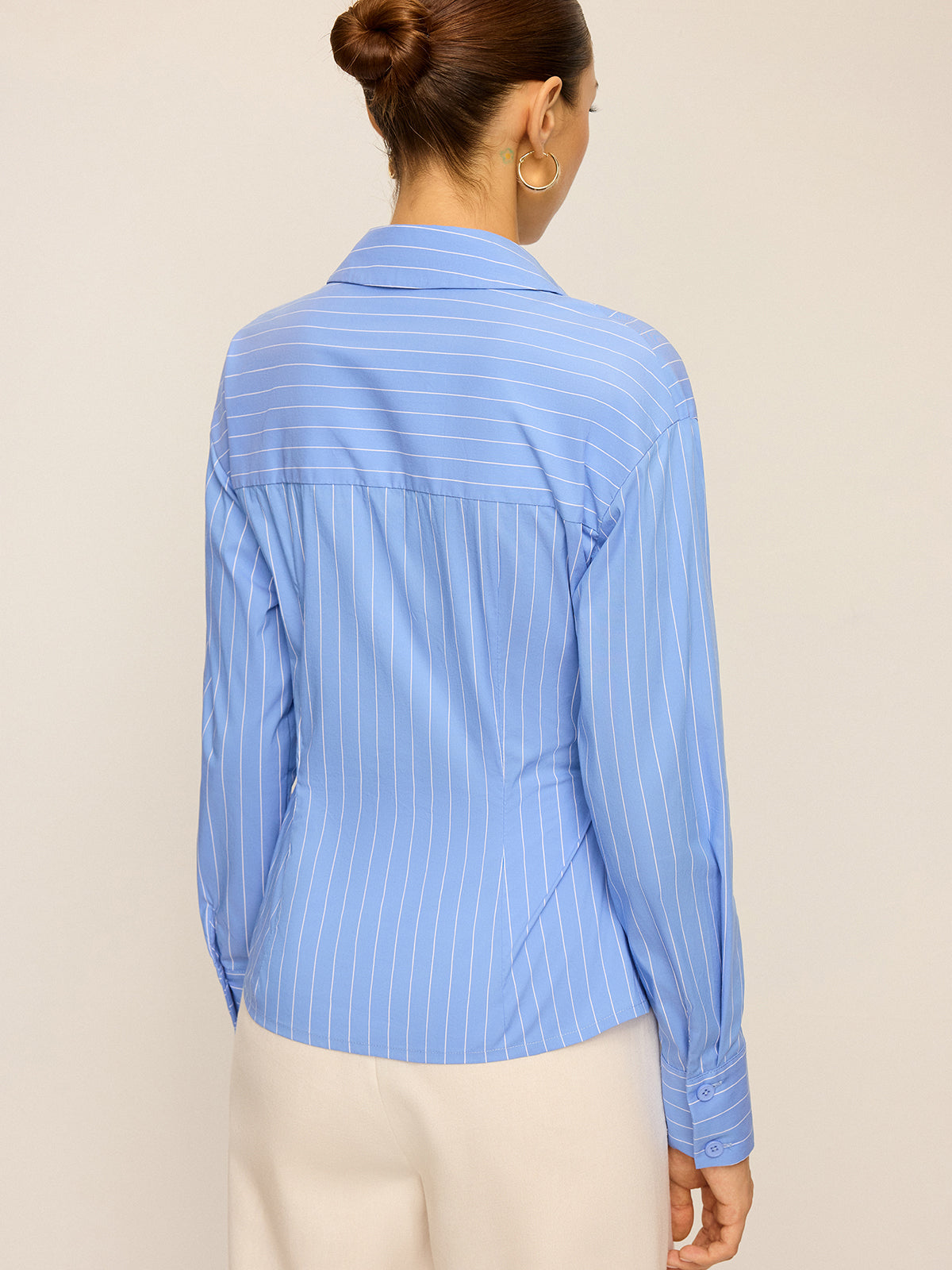 Striped Asymmetric Long Sleeve Shirt-Massicos