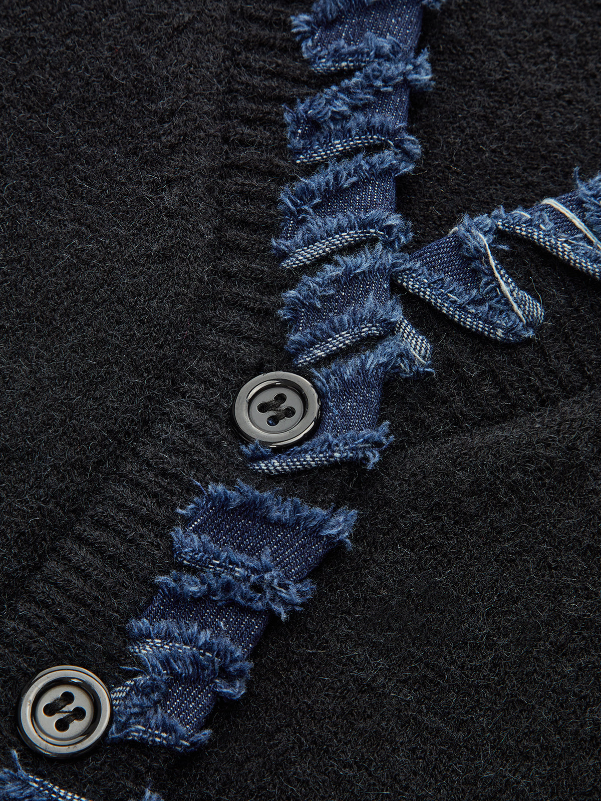 Denim Fringe Trim Cardigan-Massicos