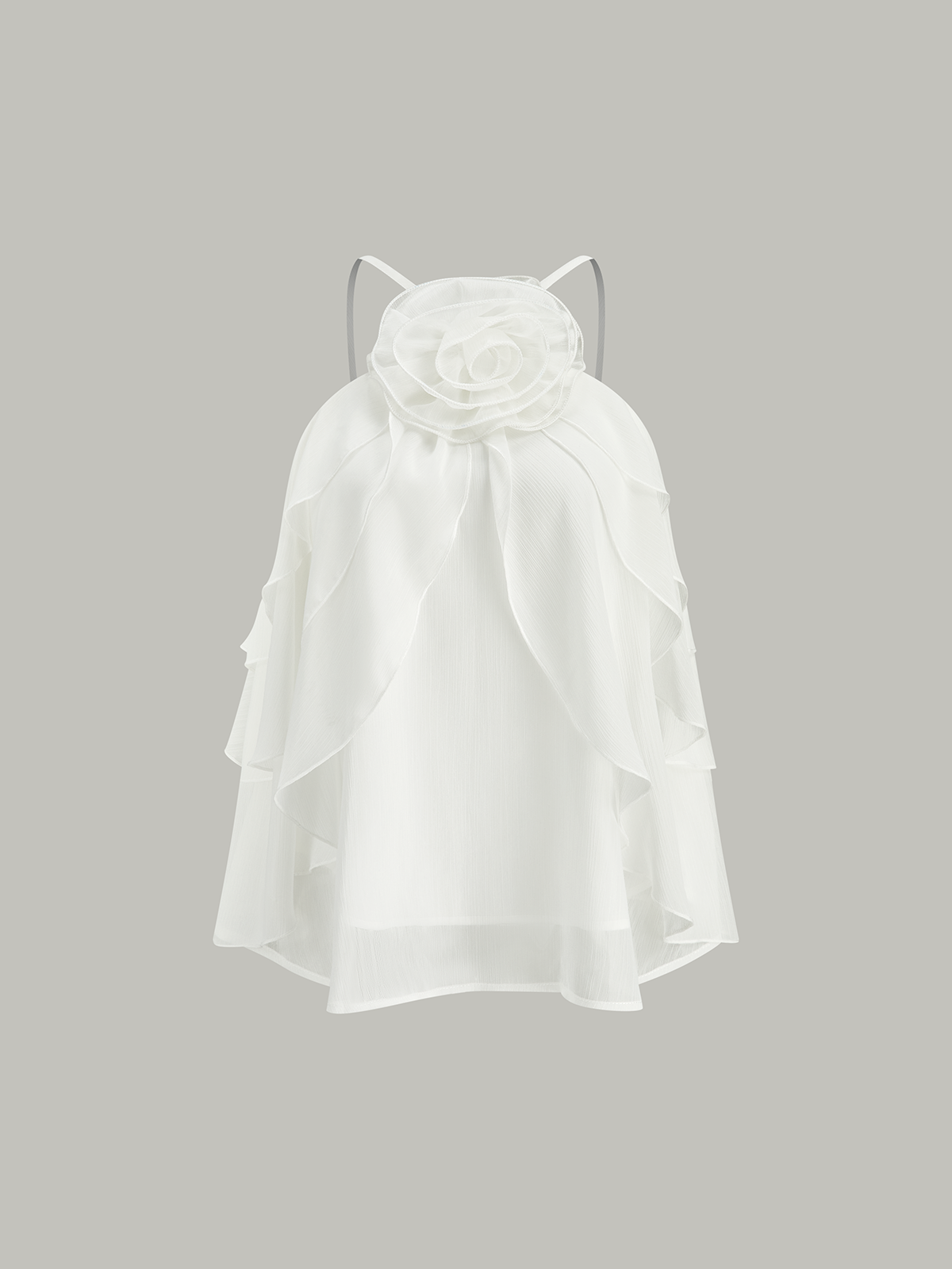 Floral Ruffle Halter Top-Massicos