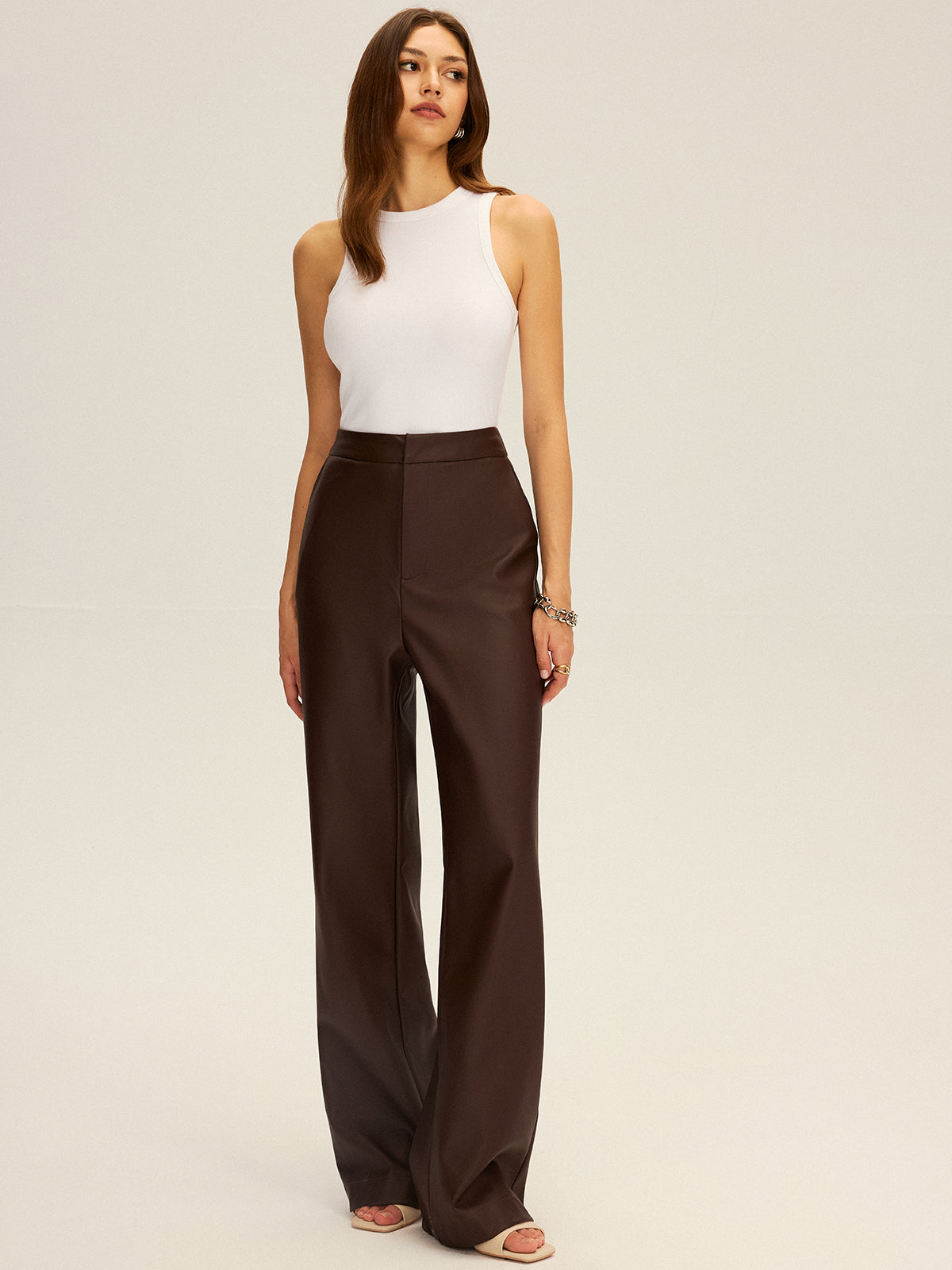 PU Leather Straight Leg Pants-Massicos