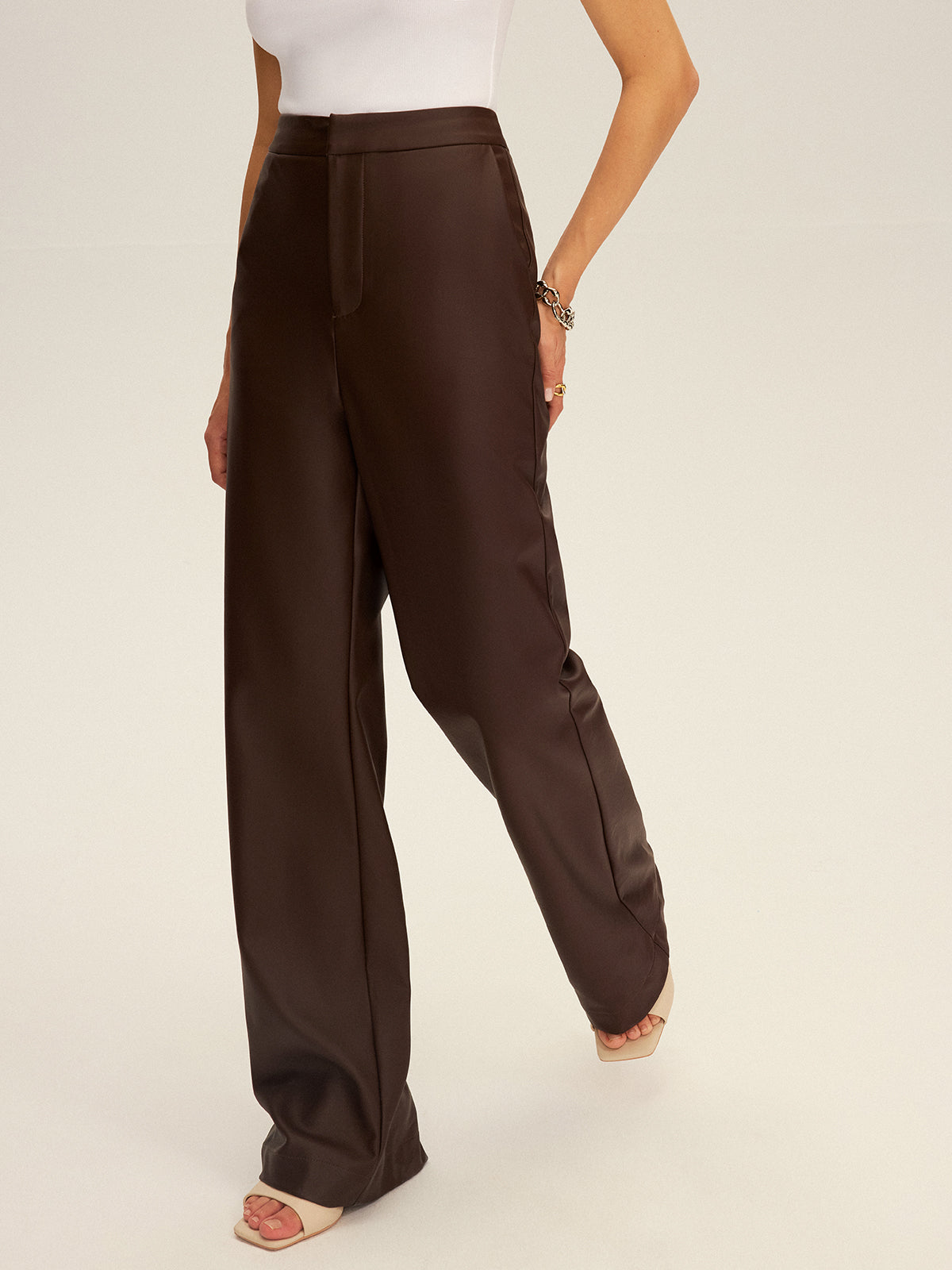PU Leather Straight Leg Pants-Massicos