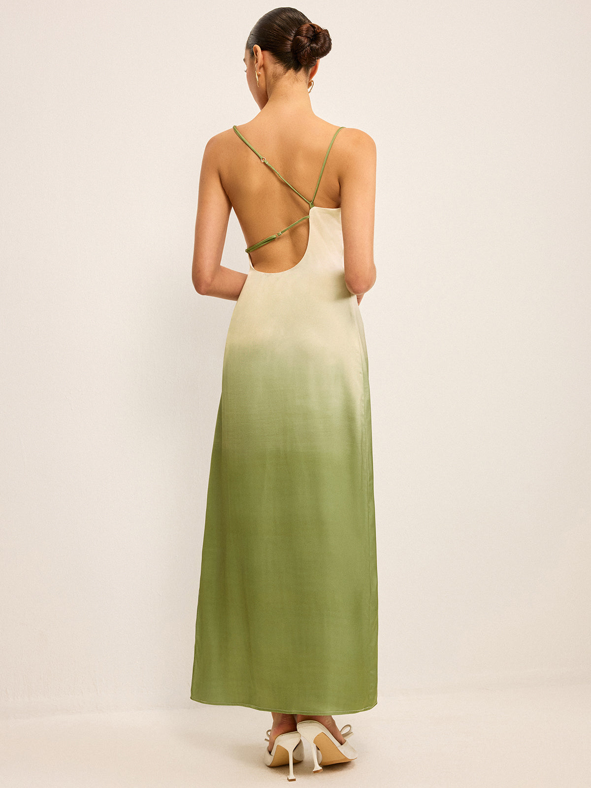 Gradient Asymmetrical Strap Maxi Dress-Massicos