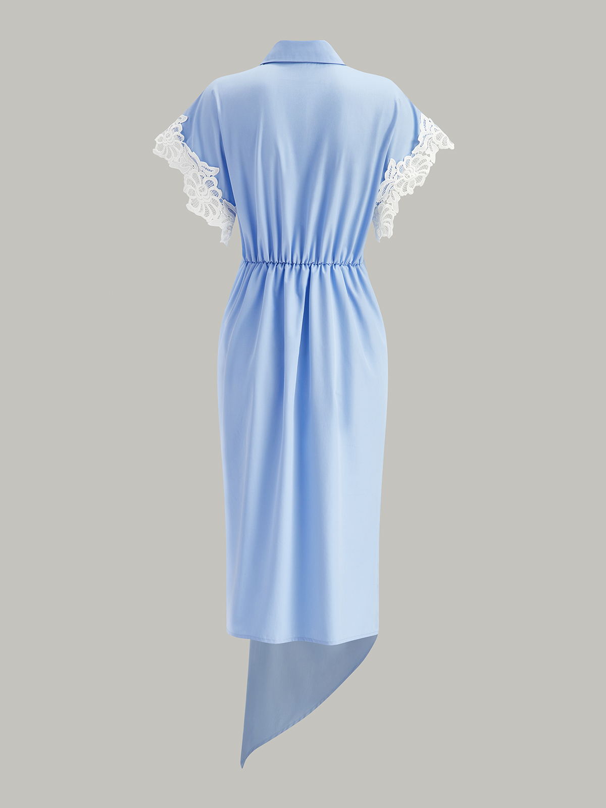 Lace Trim Asymmetric Hem Shirt Dress-Massicos