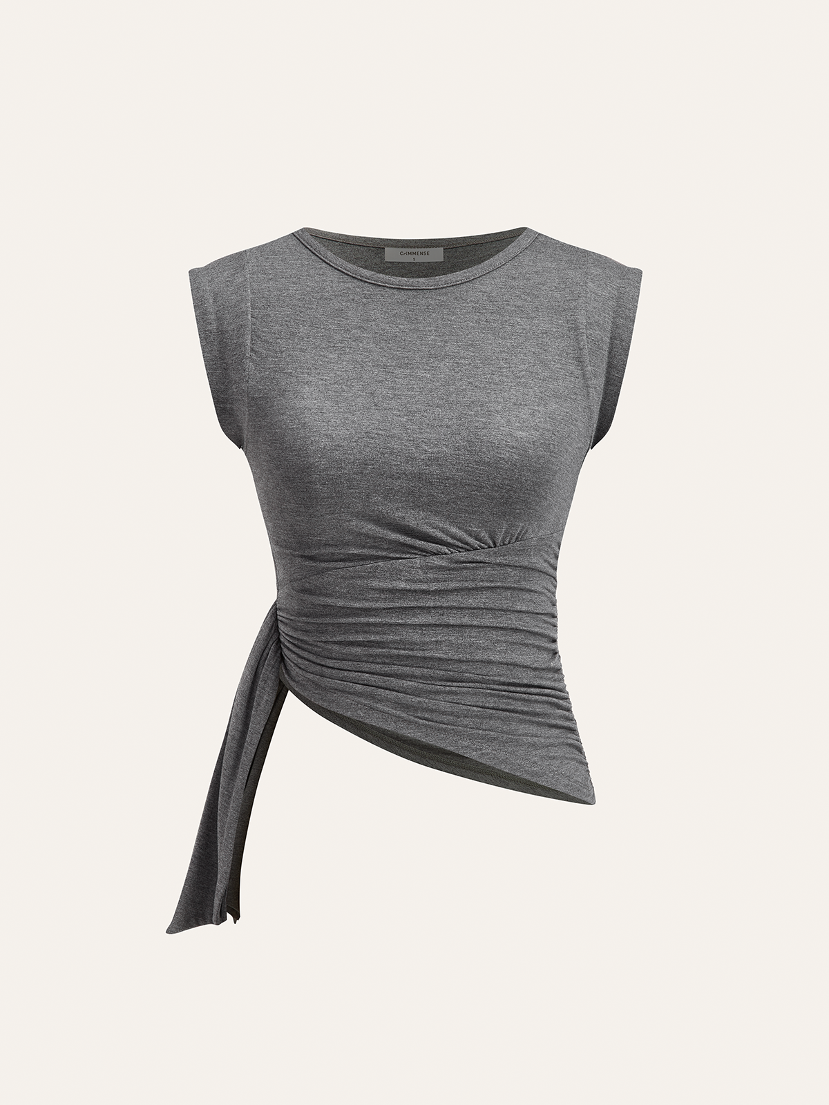 Ruched Asymmetric Hem Sleeveless Top-Massicos